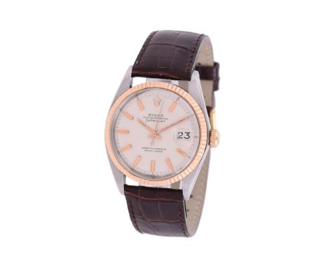 Y ROLEX, OYSTER PERPETUAL DATEJUST, REF. 1601A BI-COLOUR WRIST WATCH WITH DATE, NO. 1870203, CIRCA 1968Movement: Cal. 1570, a