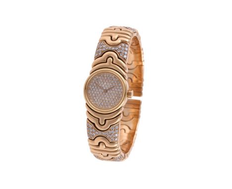 BULGARI, PIRANTESI, REF. BJ 01A LADY'S GOLD COLOURED AND DIAMOND BRACELET WATCH, NO. G 26574, CIRCA 1995Movement: Cal. ETA 97