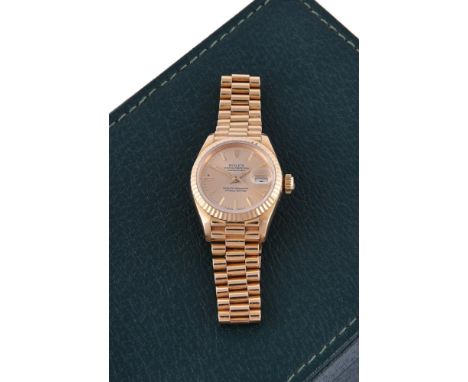 ROLEX, DATEJUST, REF. 69178A LADY'S 18 CARAT GOLD BRACELET WATCH WITH DATE, NO. L395912, CIRCA 1989Movement: Cal. 2135, autom