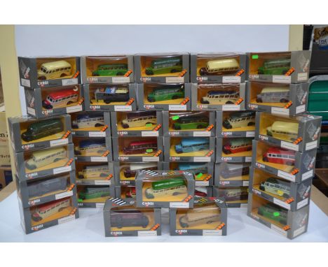 Corgi Classics OB Coaches, a collection of UK OB Coaches all in grey boxes, G-E, Boxes F-G, (37) in two boxes