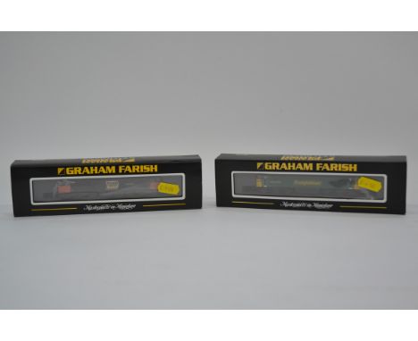 Graham Farish by Bachmann N Gauge Diesel Locomotives, two cased examples both with card sleeves, 371301 Class 56 56074 Kellin