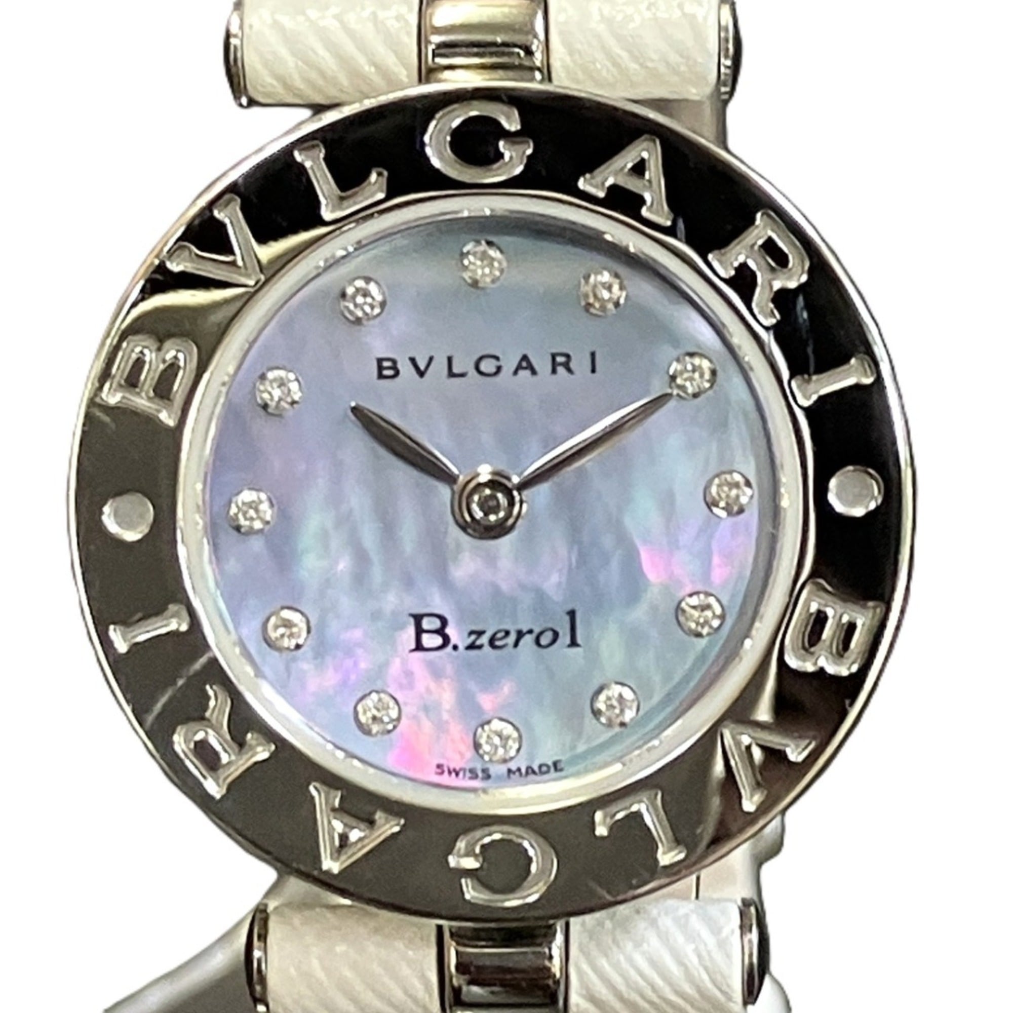 Bulgari BVLGARI B.zero1 watch, total weight 25.7g, stainless steel, genuine leather strap, diamond,