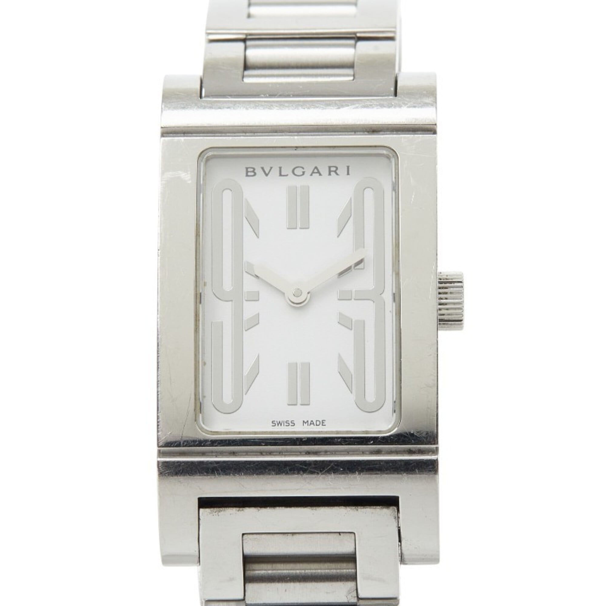 Bulgari Rettangolo Watch RT39S Quartz White Dial Stainless Steel Women\'s BVLGARI