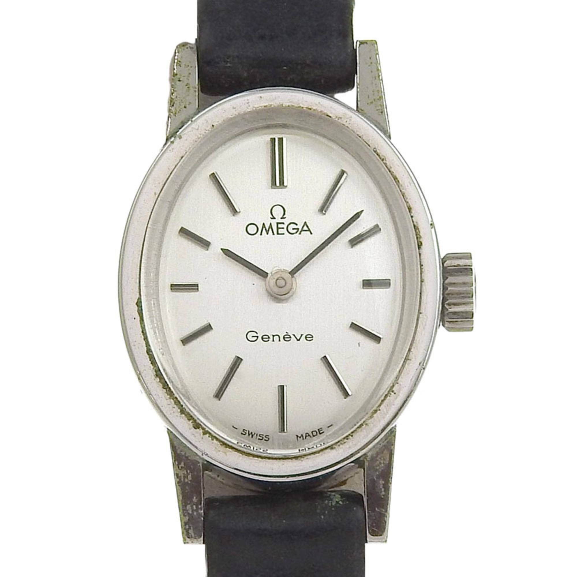 OMEGA Geneva Women\'s Watch, Caliber 485, Stainless Steel, Manual Winding, Analog Display, Silver Di