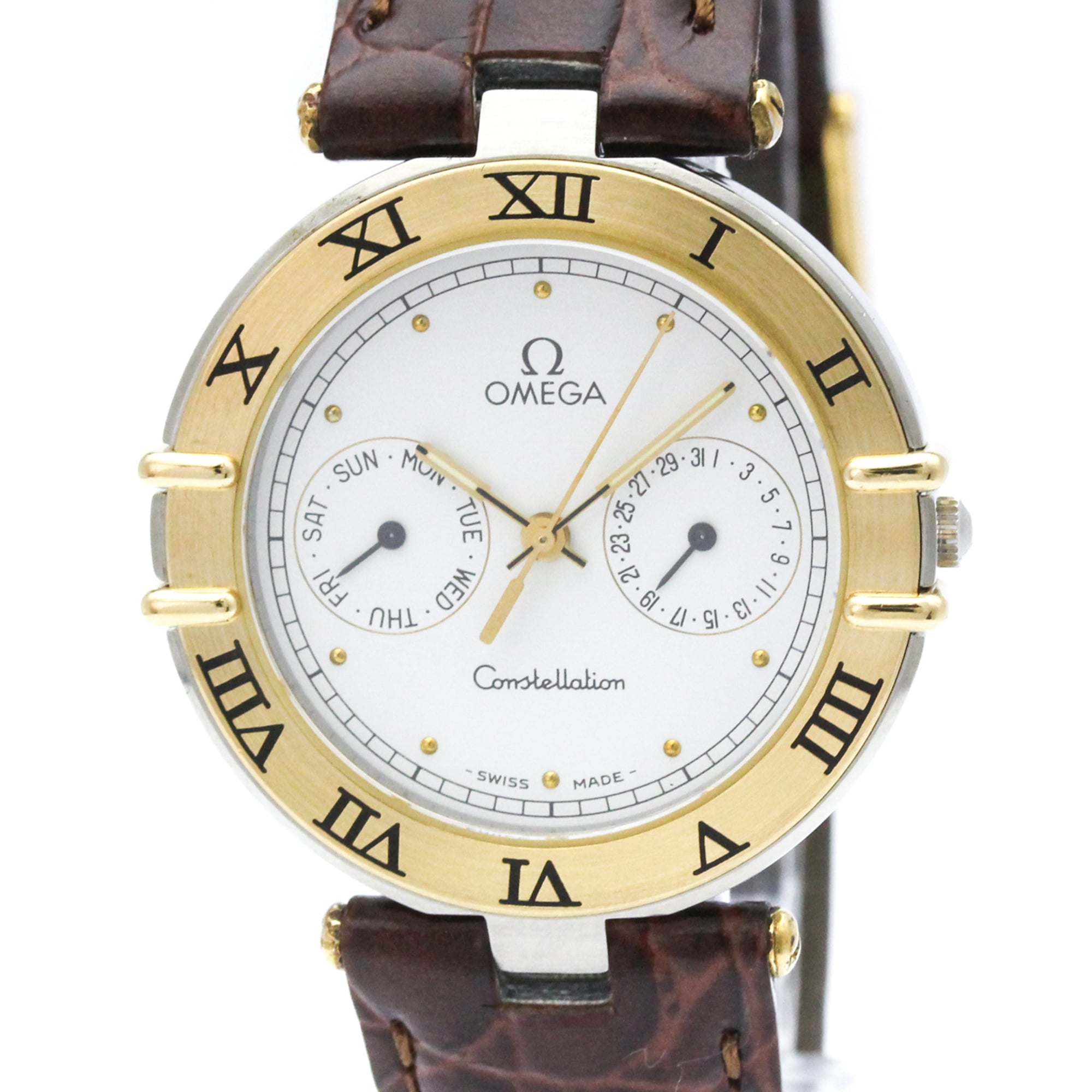 OMEGA Constellation Day Date 18K Gold Steel Watch 196.1080 Polished