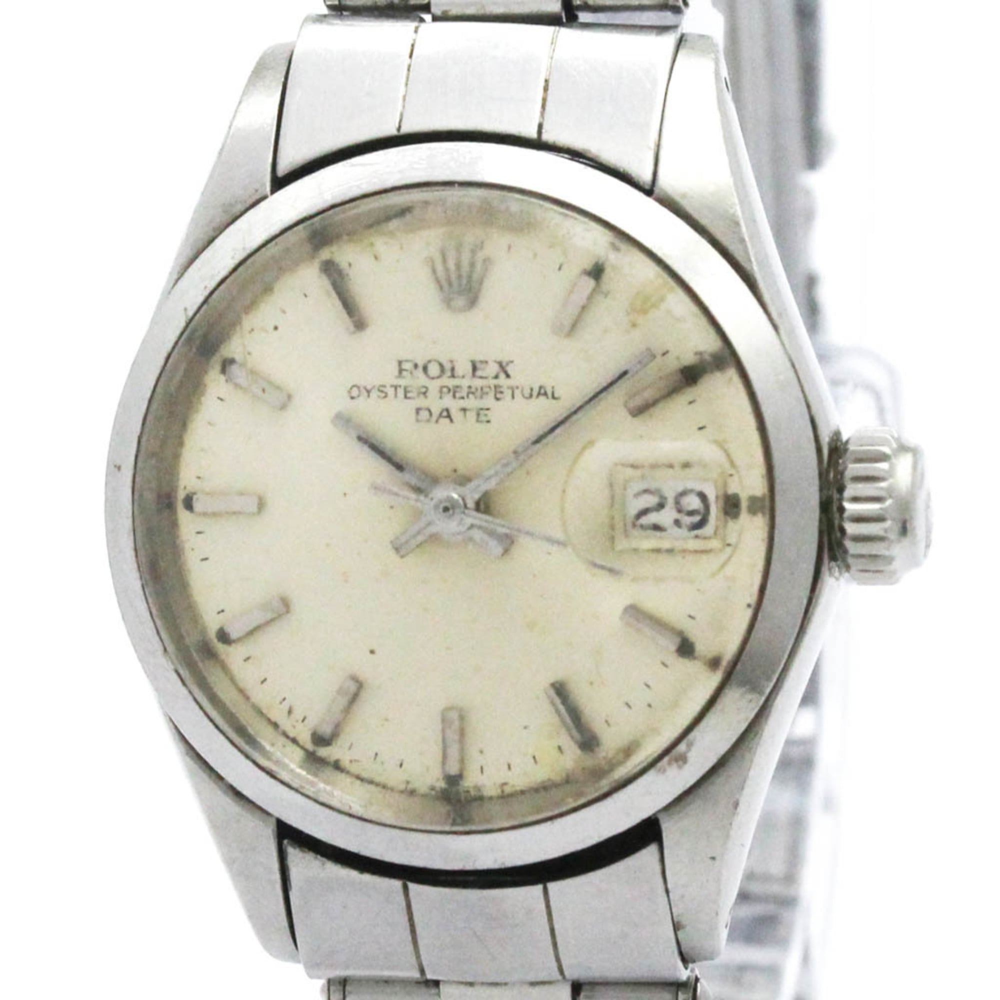 ROLEX Oyster Perpetual Date 6516 Steel Automatic Ladies Watch Vintage