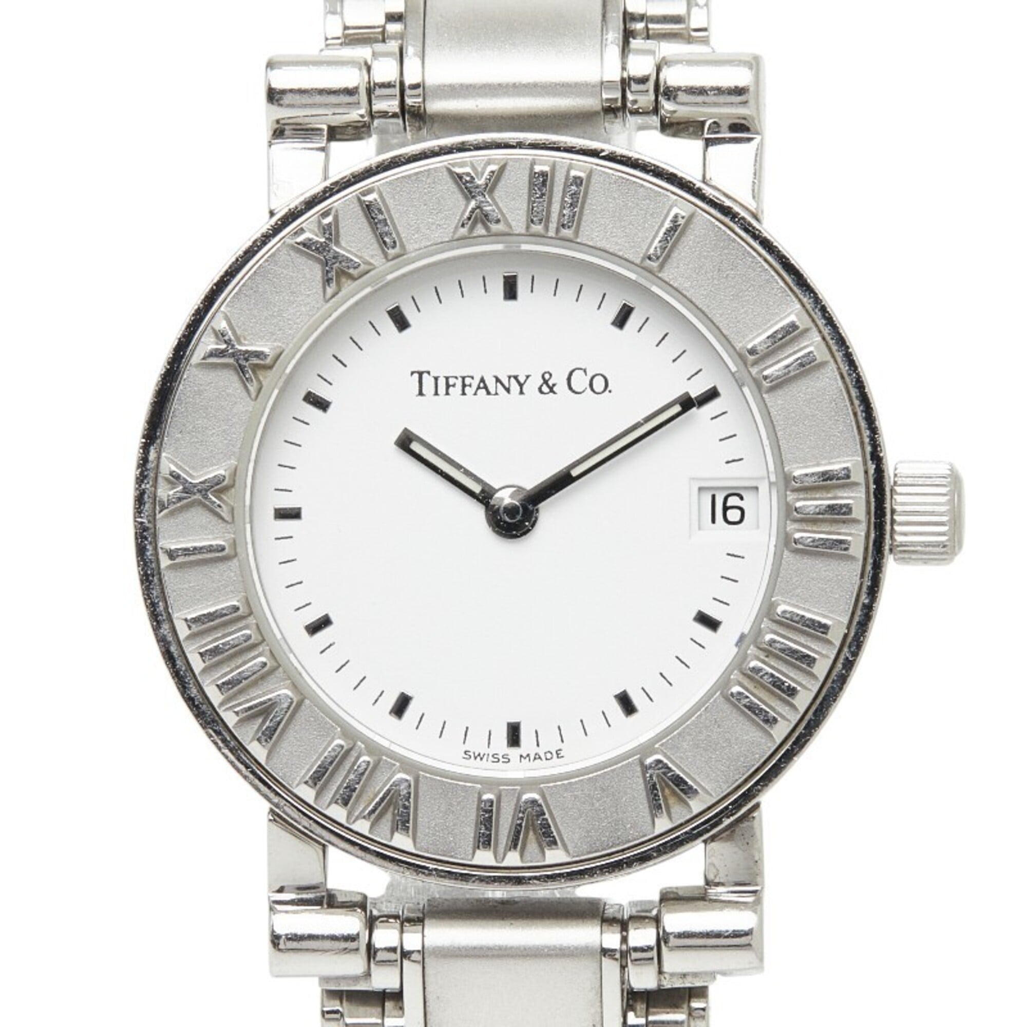Tiffany & Co. Atlas Quartz Watch, White Dial, Stainless Steel, Ladies\' Watch.