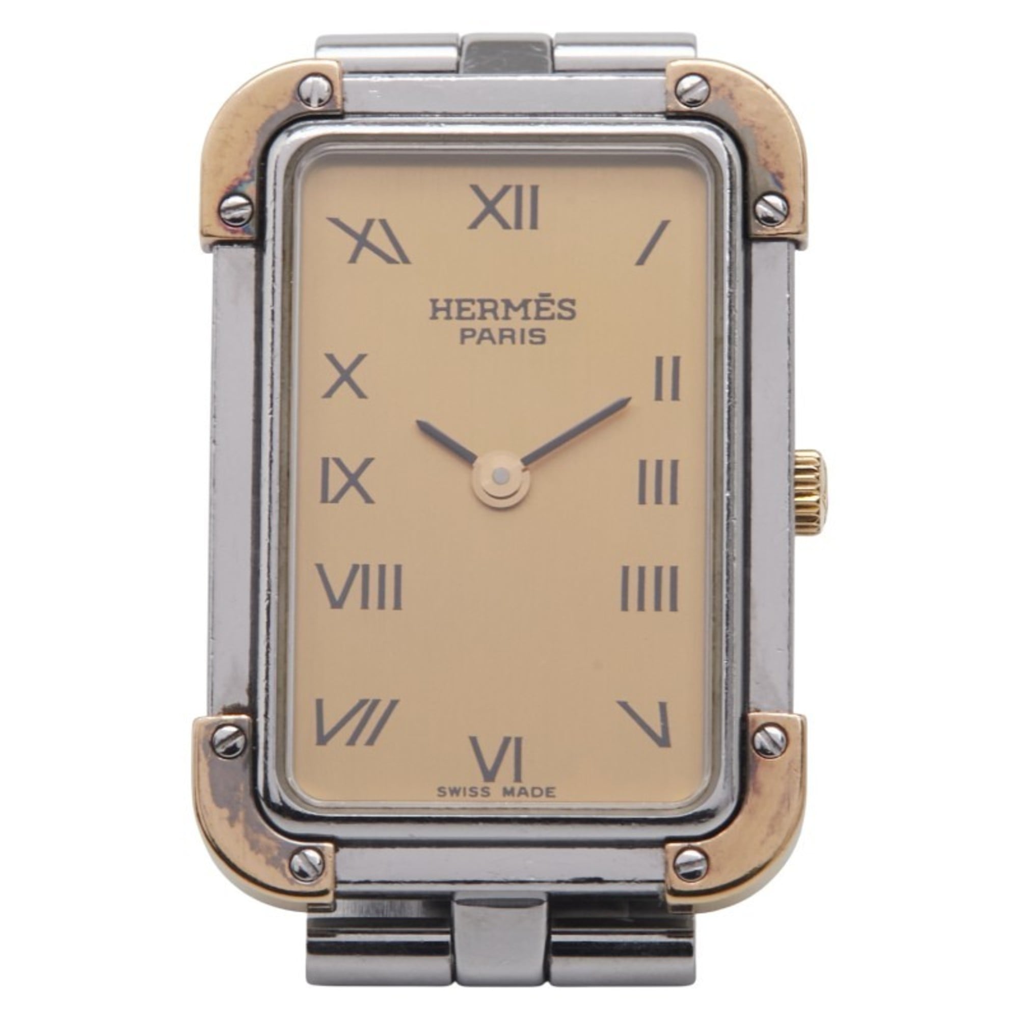 Hermès Cloiseur Watch CR1.220 Quartz Gold Dial Stainless Steel Plated Women\'s HERMES