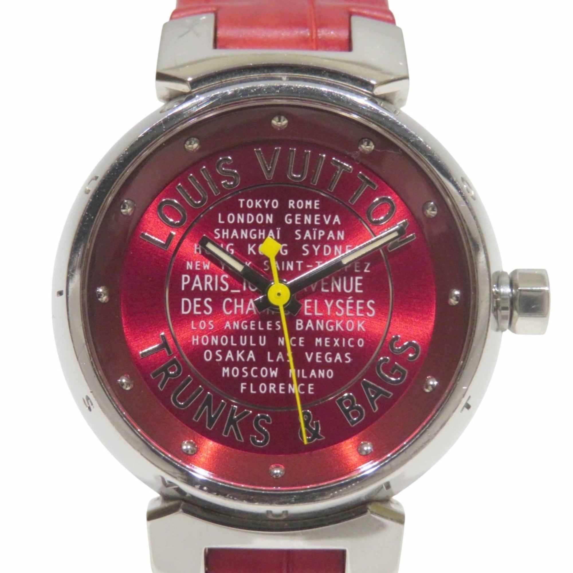 Louis Vuitton Tambour TRUNKS & BAGS wristwatch, total weight 34.8g, stainless steel, genuine leather