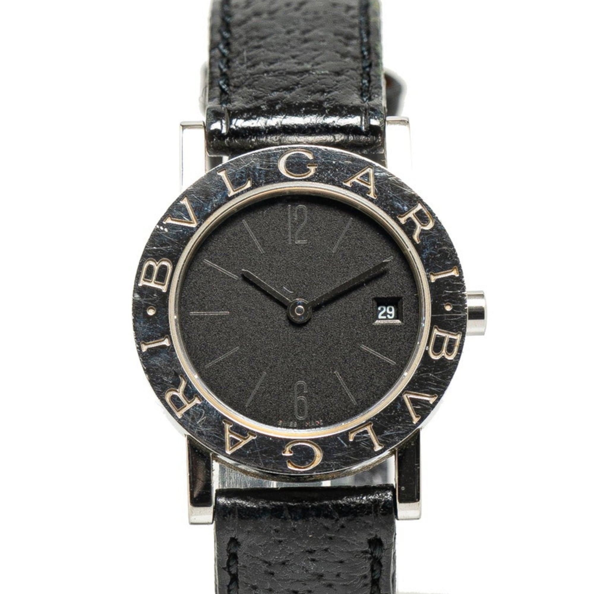 BVLGARI Watch BB26SL Quartz Black Dial Stainless Steel Leather Women\'s