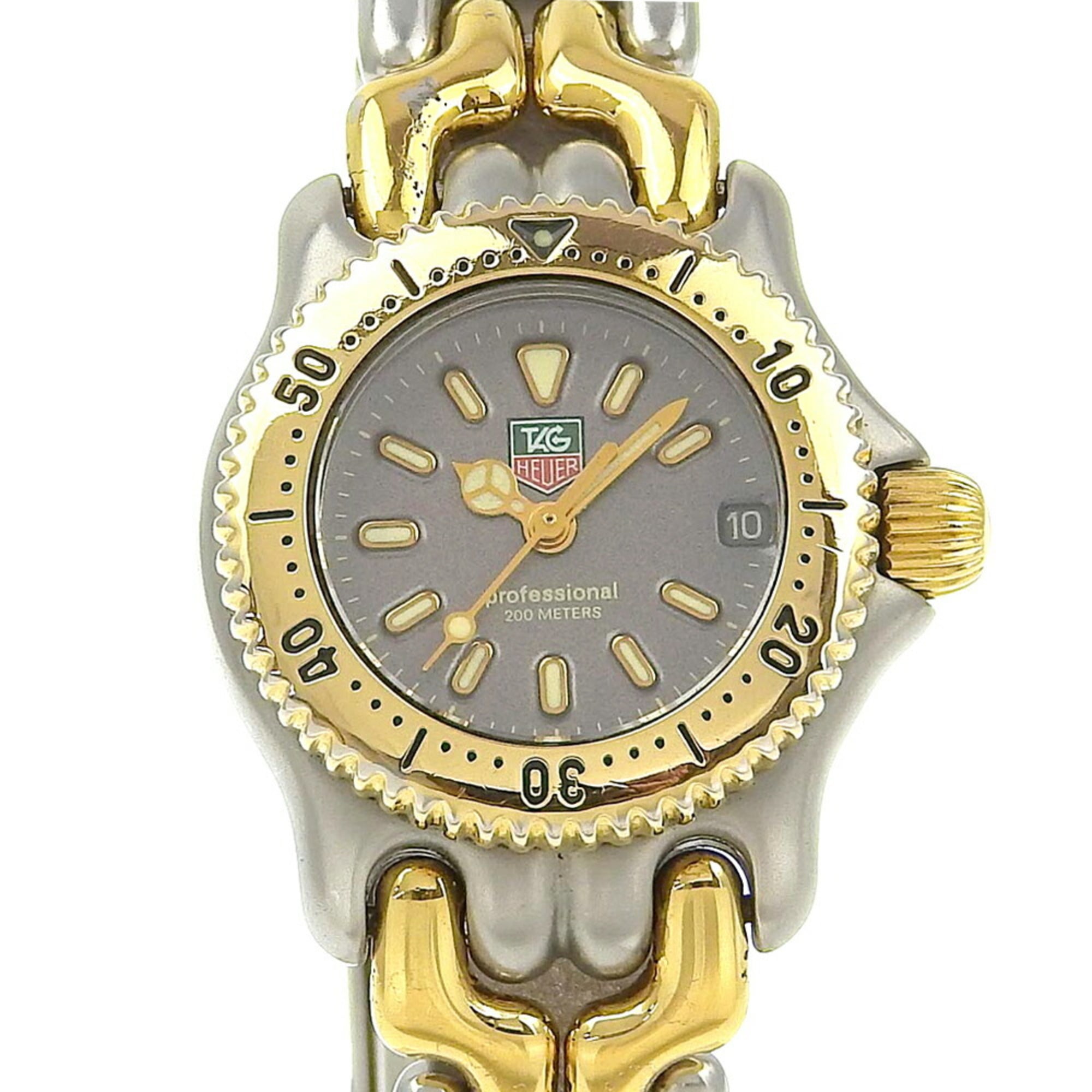 TAG HEUER Professional Watch, Two-tone, S95-208, Stainless Steel, Quartz, Analog Display, Grey Dial,