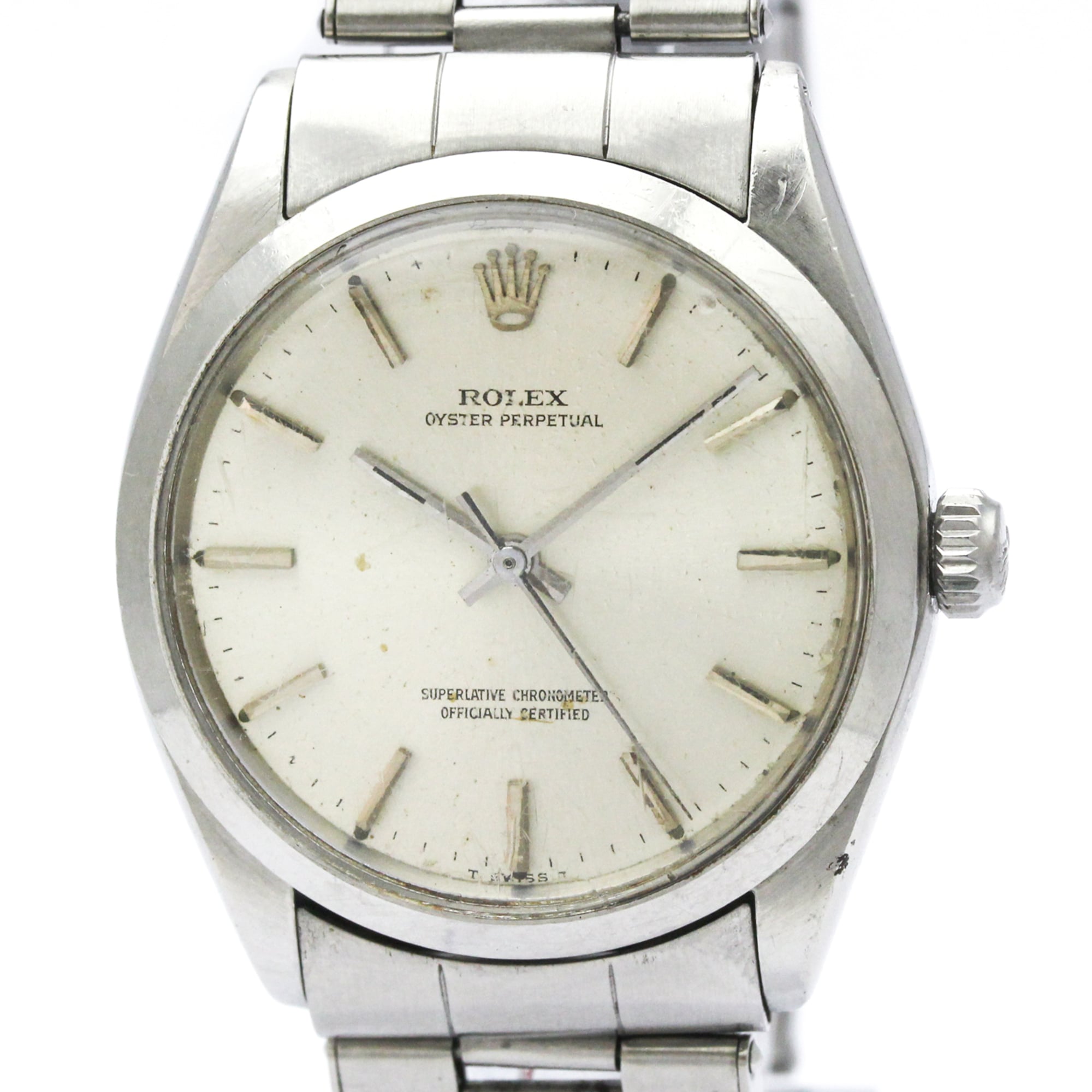 ROLEX Oyster Perpetual 1002 Steel Automatic Mens Watch Vintage
