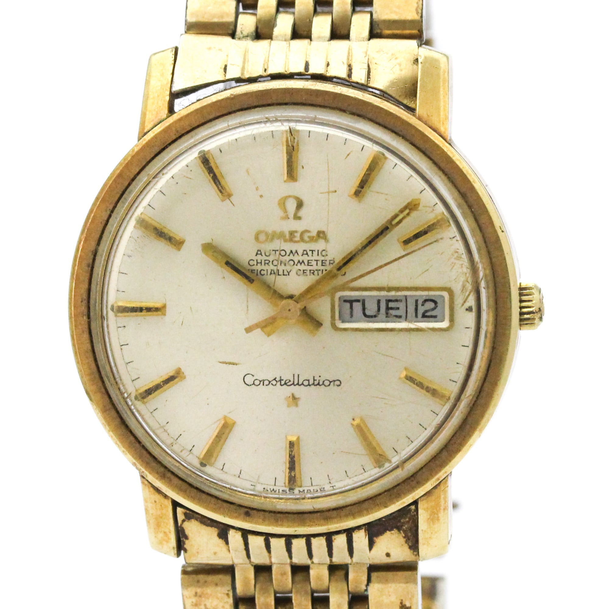 OMEGA Constellation Day Date Cal 751 Gold Plated Automatic Mens Watch 168.016 Vintage