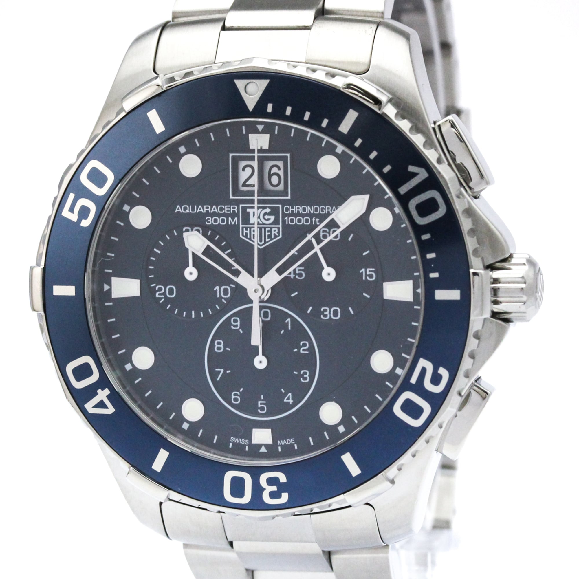 TAG HEUER Aquaracer Grand Date Steel Quartz Mens Watch CAN1011 Polished