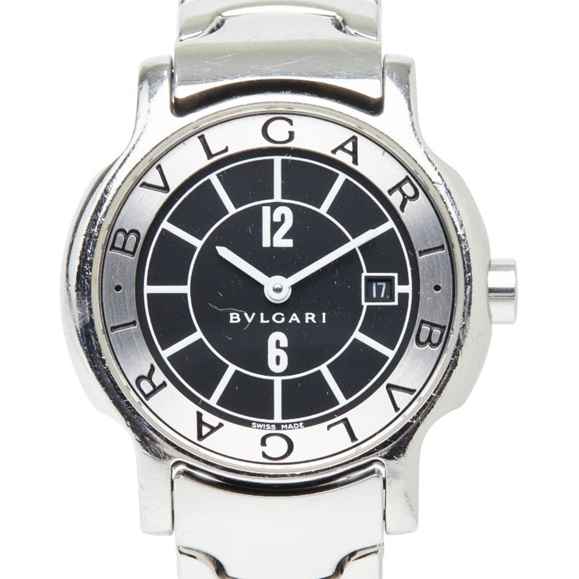 Bulgari Solotempo ST29S Quartz Watch, Black Dial, Stainless Steel, Women\'s, BVLGARI