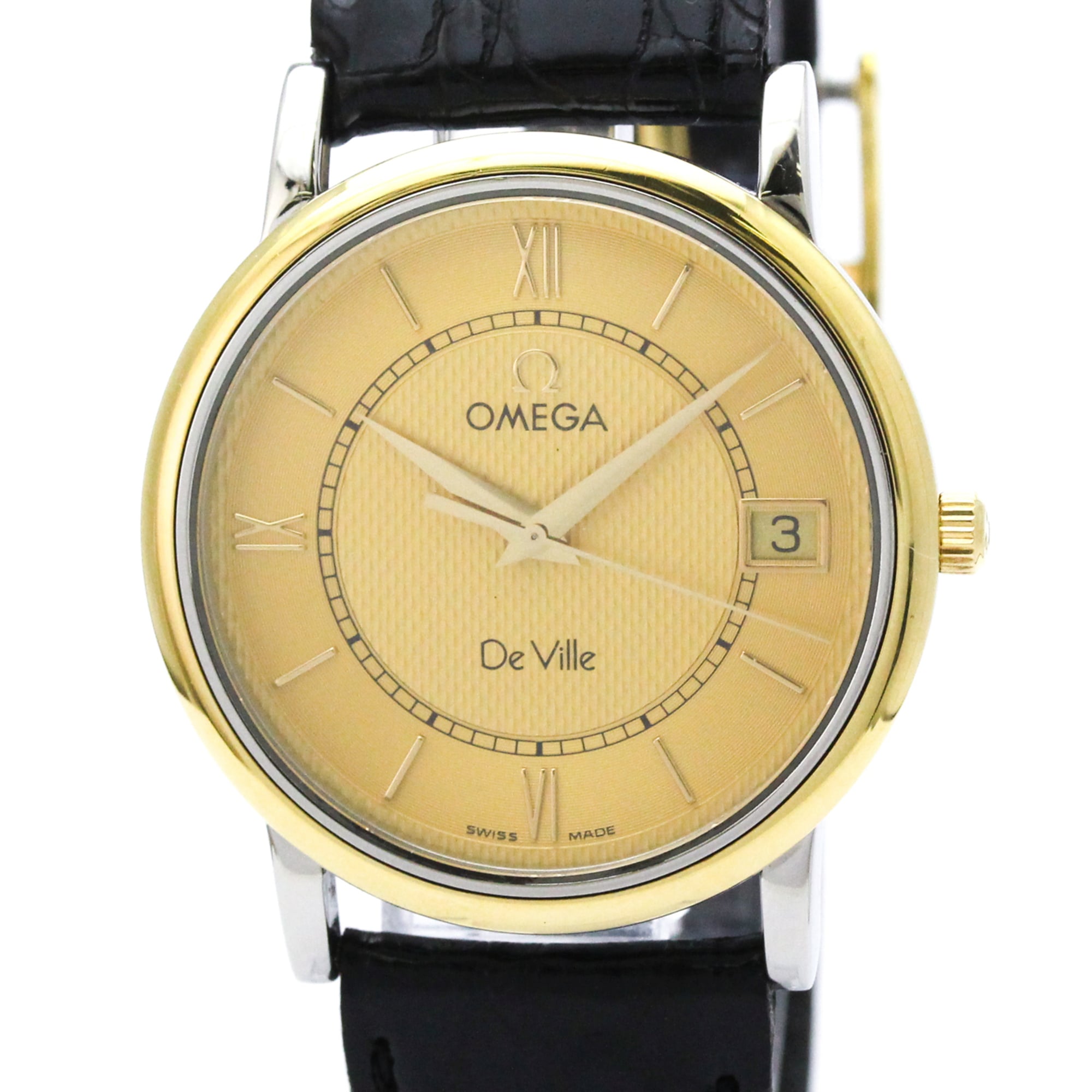 OMEGA Omega Devil Prestige 18K Gold Steel Quartz Mens Watch 7714.11.01