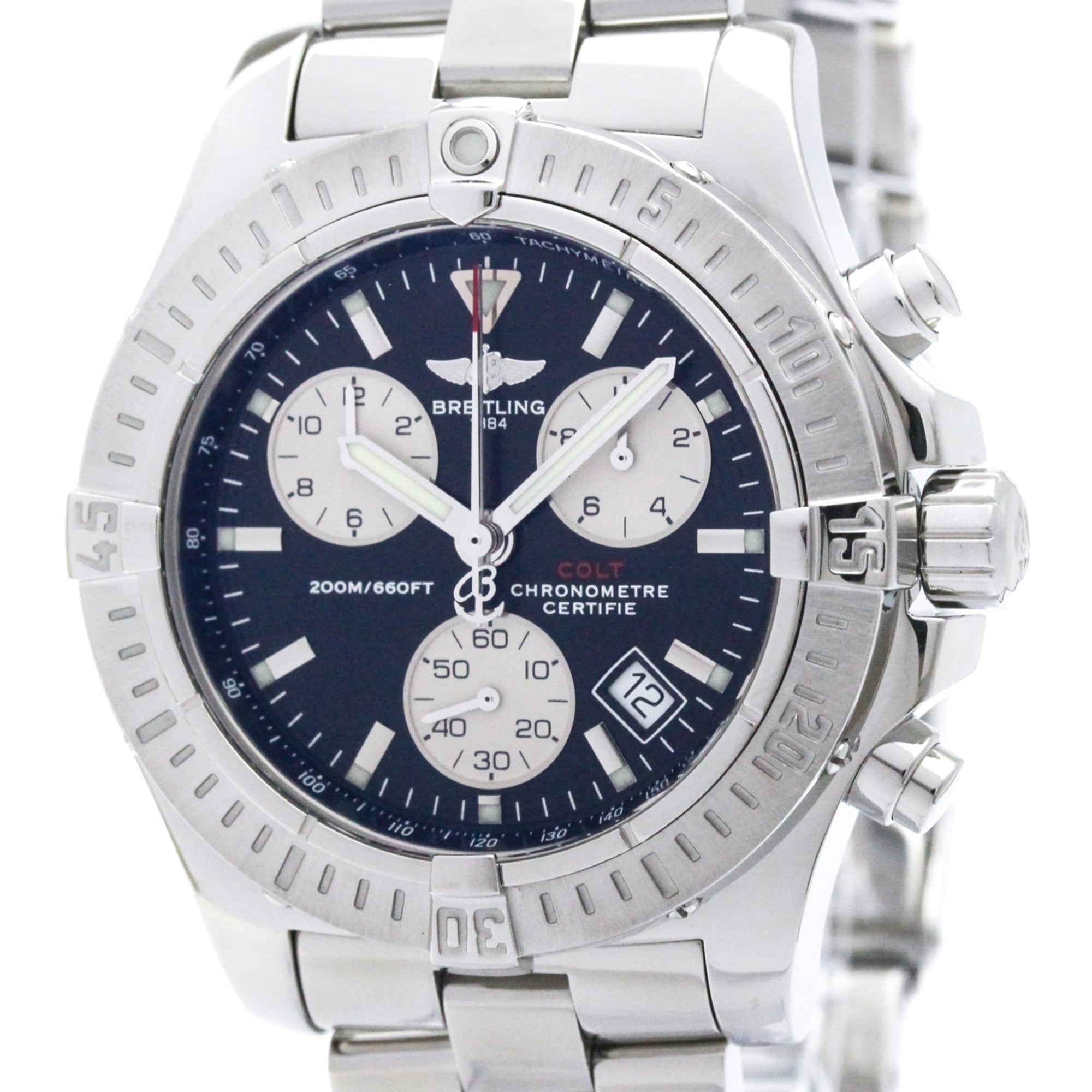 BREITLING Colt Chronograph Steel Quartz Mens Watch A73380 Polished