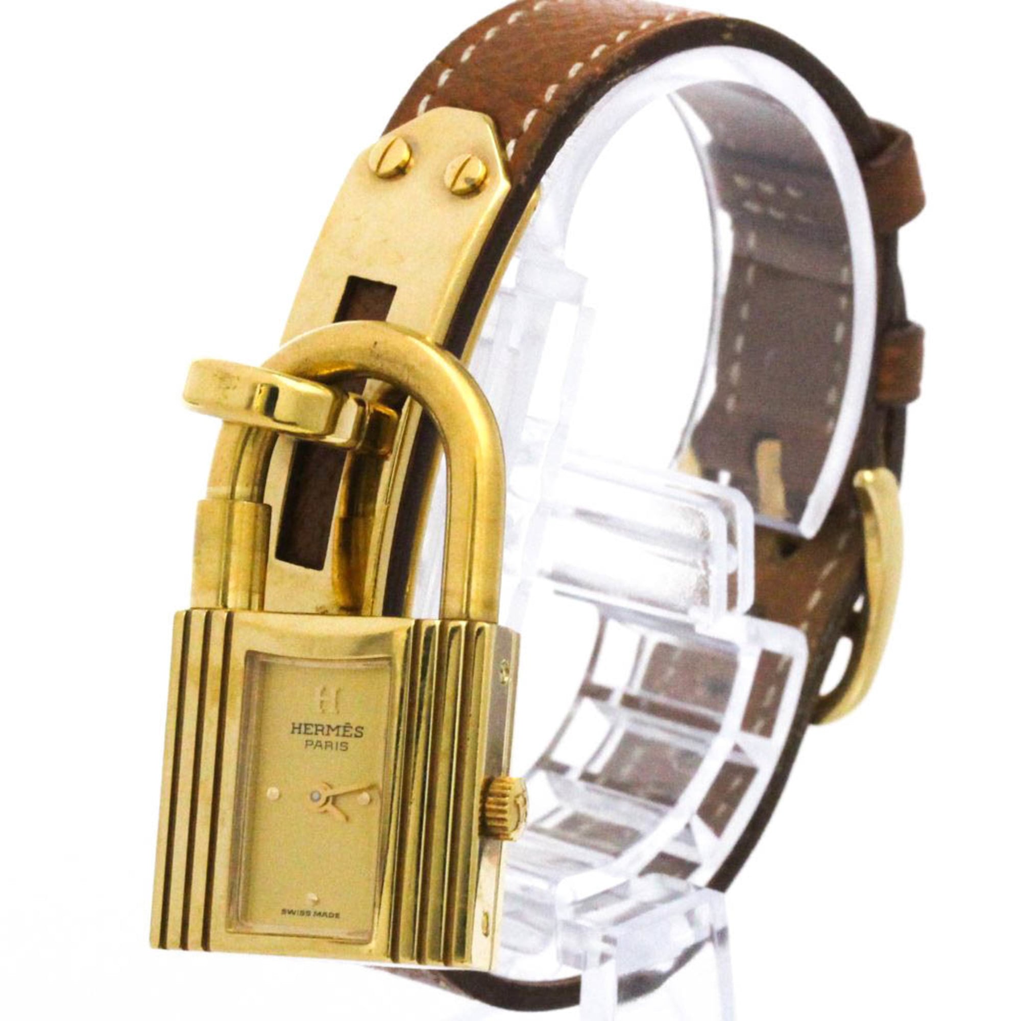 HERMES Kelly Watch Gold Plated Leather Quartz Ladies Watch BKE1.201