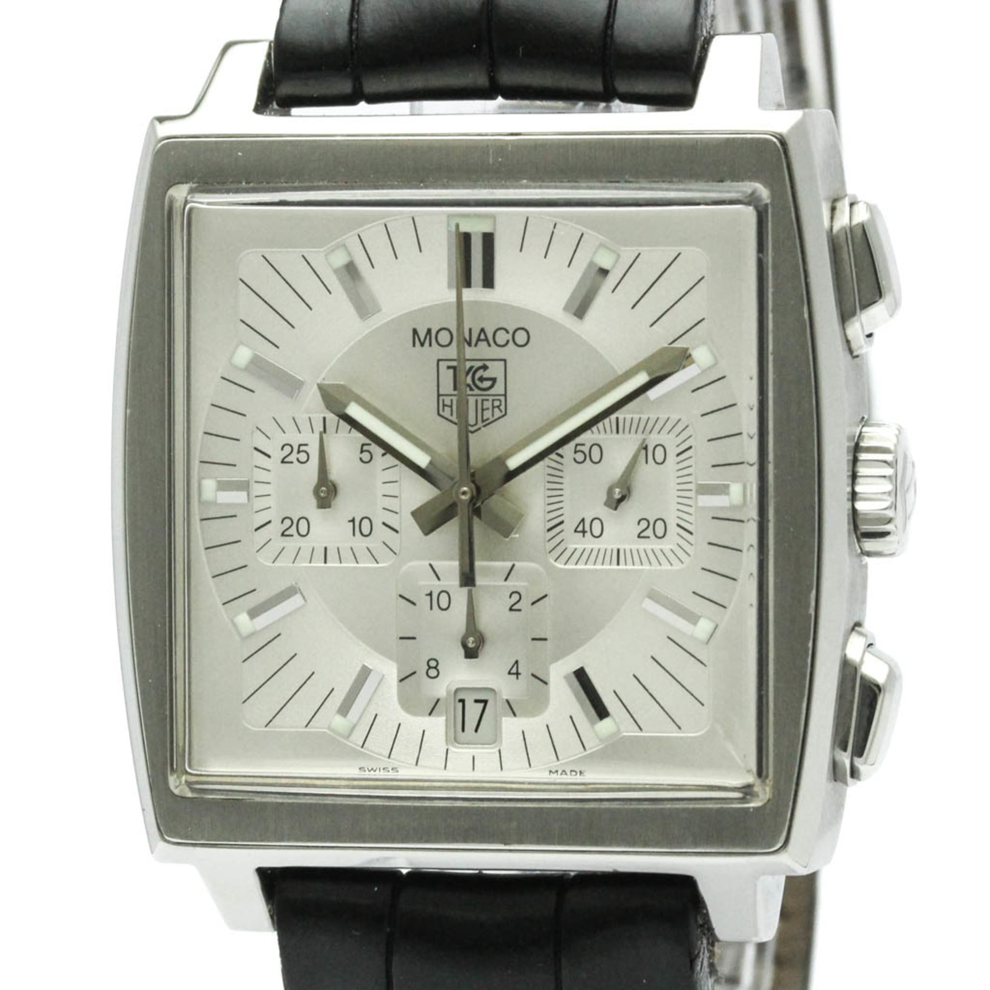 TAG HEUER Monaco Chronograph Steel Automatic Mens Watch CW2112 Polished