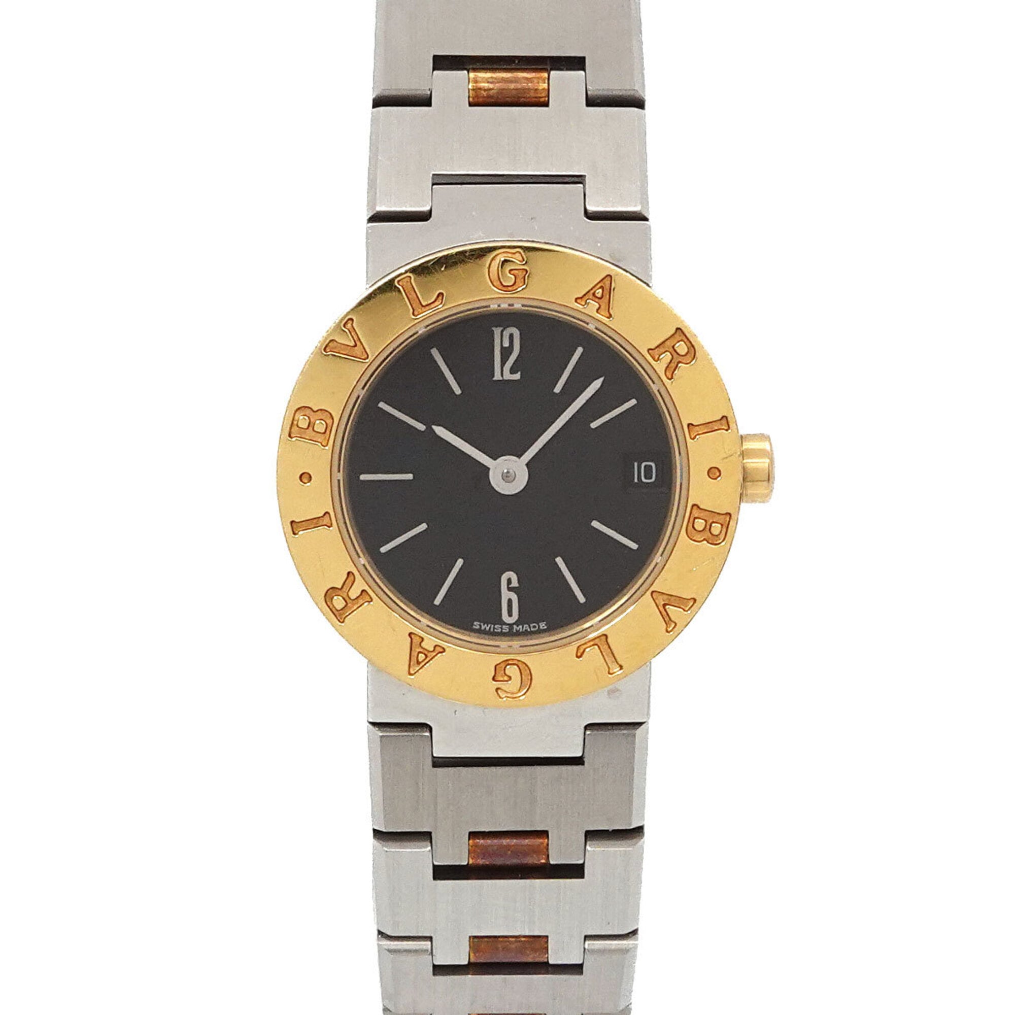 BVLGARI BB23SGD Women\'s Watch Date Black YG Yellow Gold Quartz