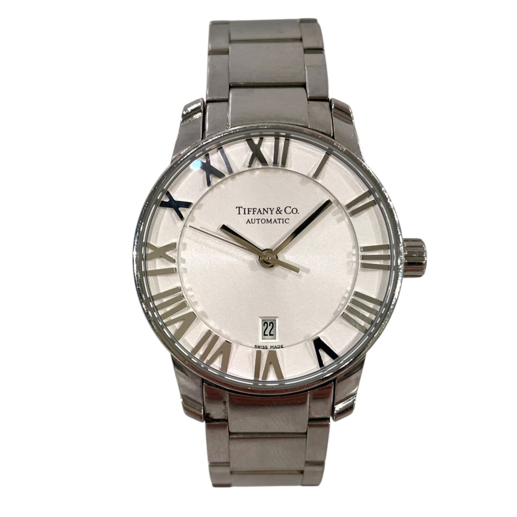 Tiffany & Co. Atlas Dome Watch, Total Weight 64g, Stainless Steel, Automatic Movement, Silver Dial,
