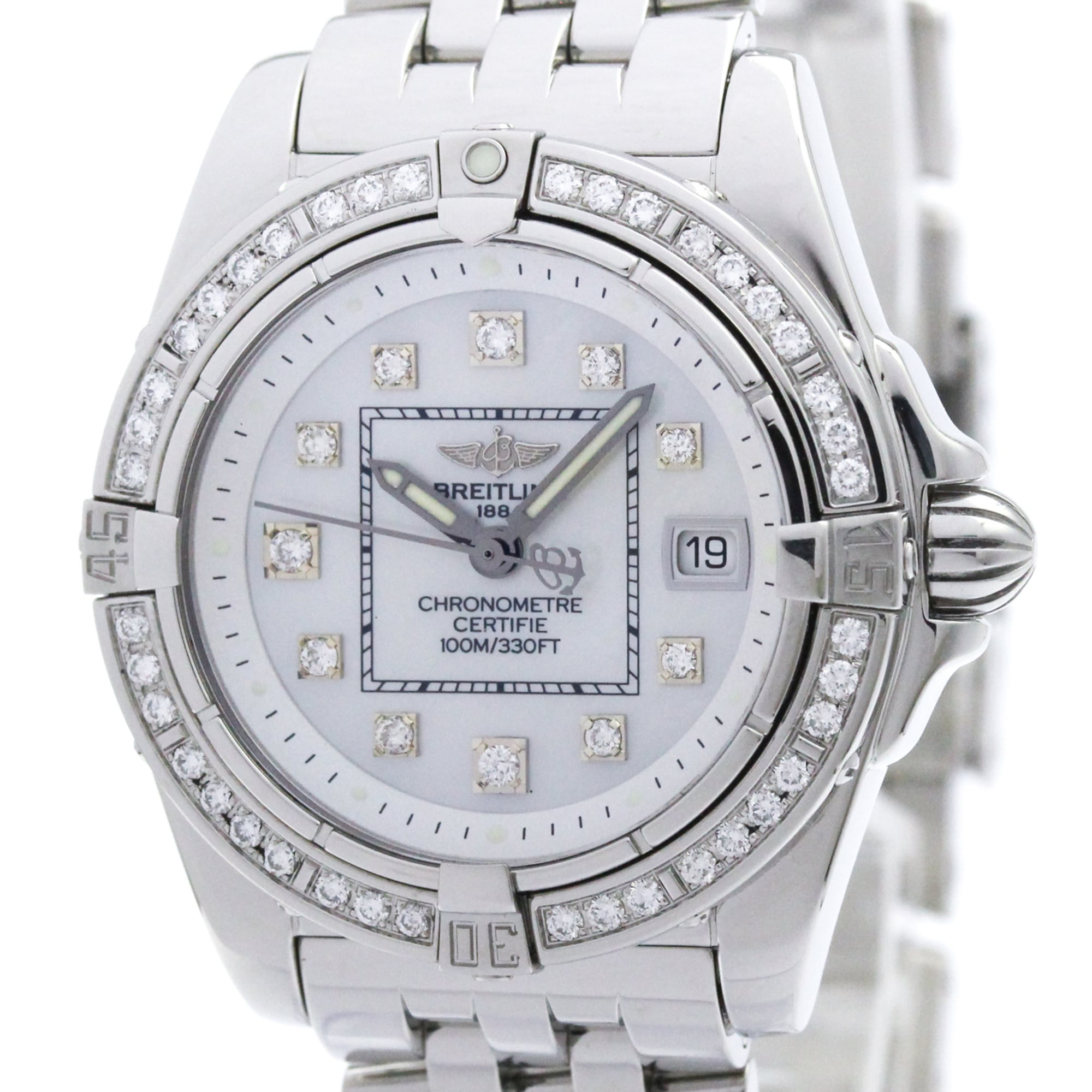 BREITLING Galactic 32 Diamond MOP Dial Ladies Watch A71356 Polished