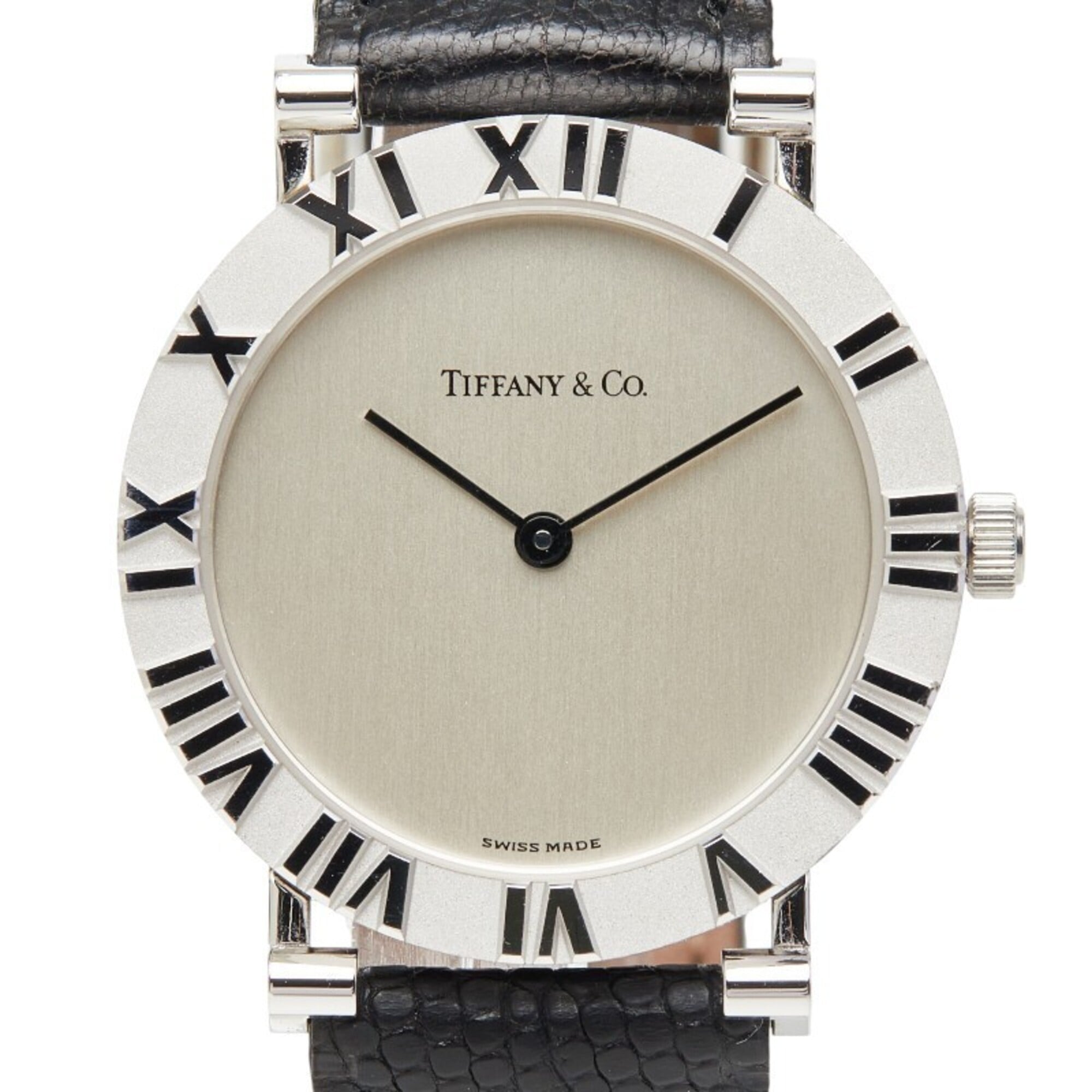 Tiffany & Co. Atlas Watch M0640 Quartz Silver Dial SV925 Leather Men\'s