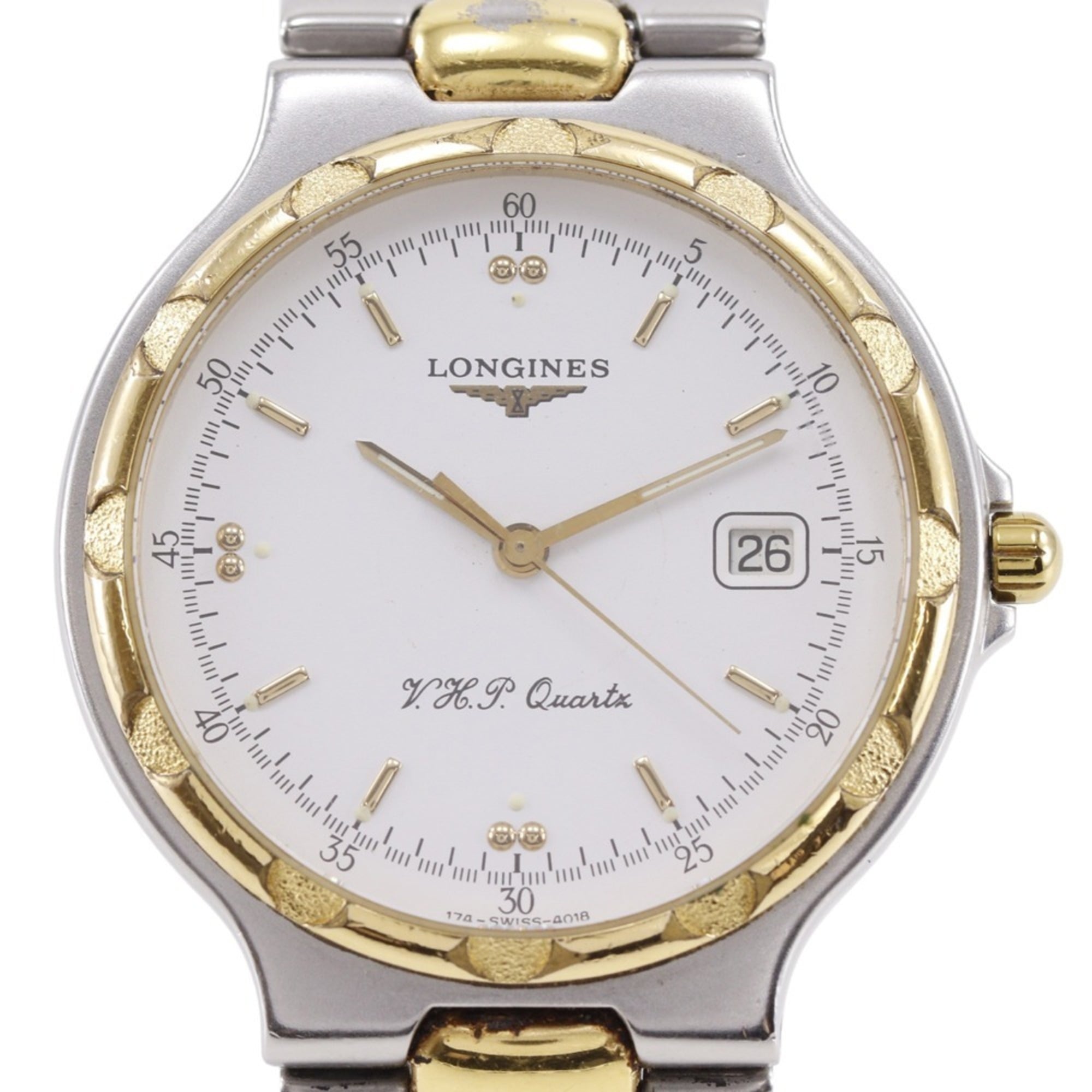 Longines Conquest 4018 Watch, Stainless Steel with Gold Plating, White Dial, Quartz, Analog, Men\'s.
