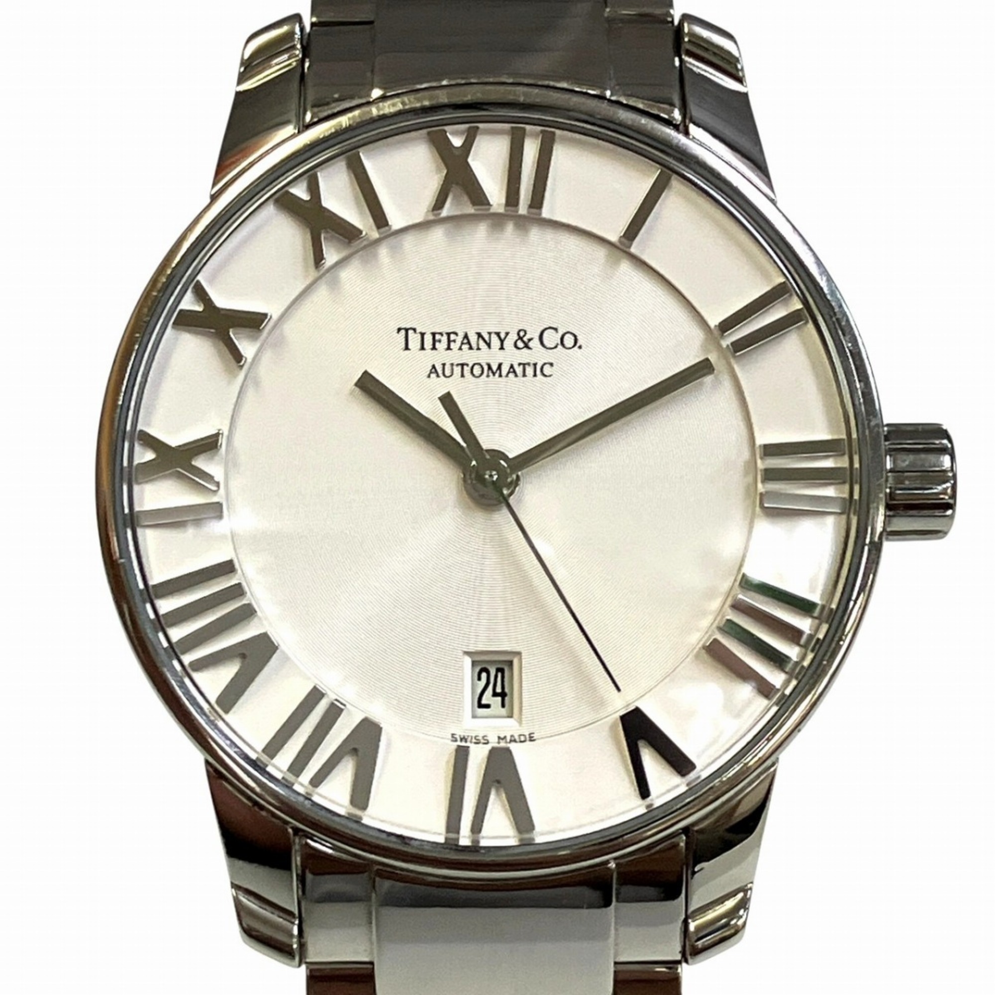 Tiffany & Co. Atlas Dome Watch, Total Weight 65.6g, Stainless Steel, Automatic Movement, White Dial,