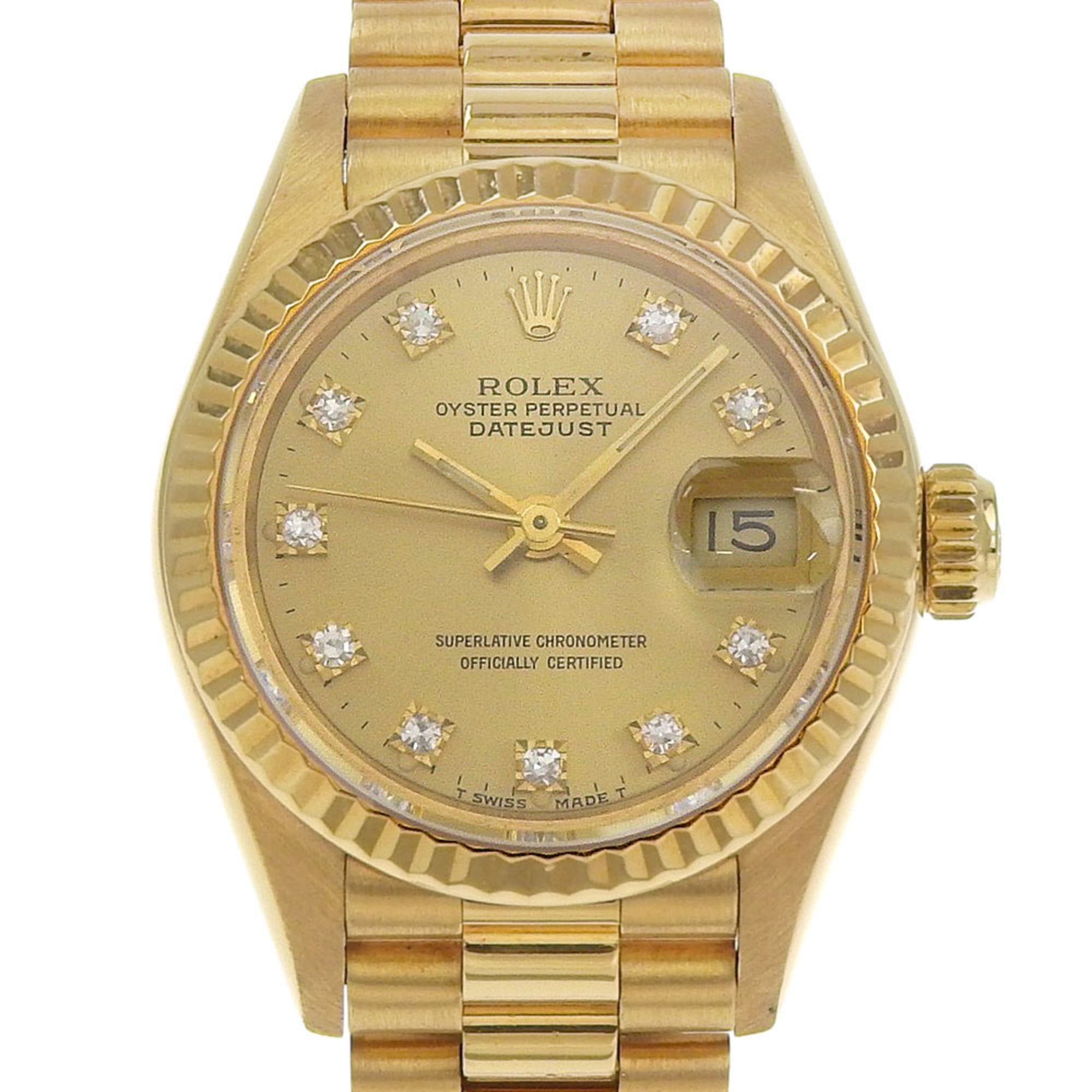 Rolex Datejust 69178G (R serial number, circa 1987-88), gold dial, 10 diamond accents, 18K yellow go