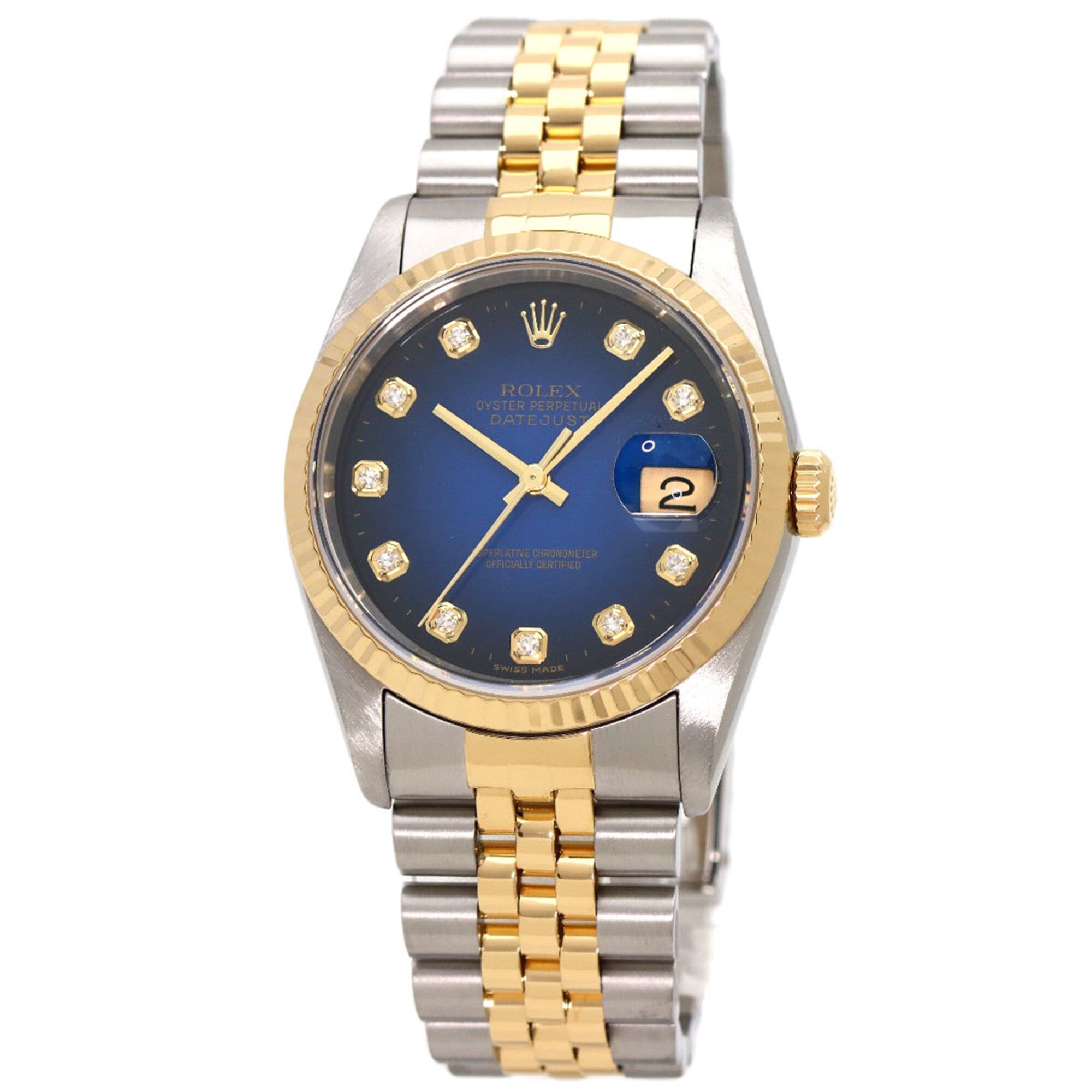 Rolex 16233G Datejust 10P Diamond Blue Gradient Watch Stainless Steel/SSxK18YG Men\'s ROLEX