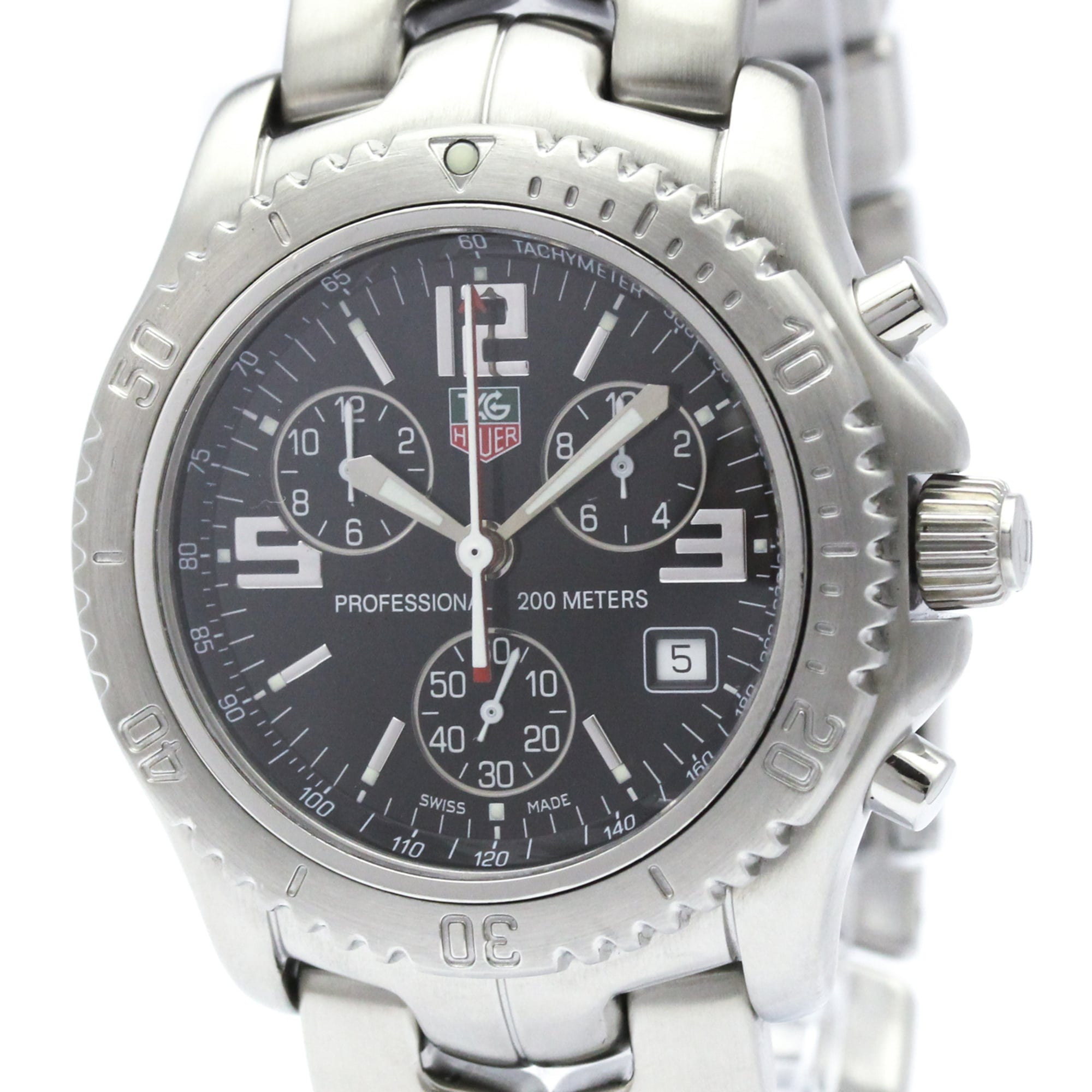TAG HEUER Link Chronograph Jason Bourne Steel Watch CT1111 Polished