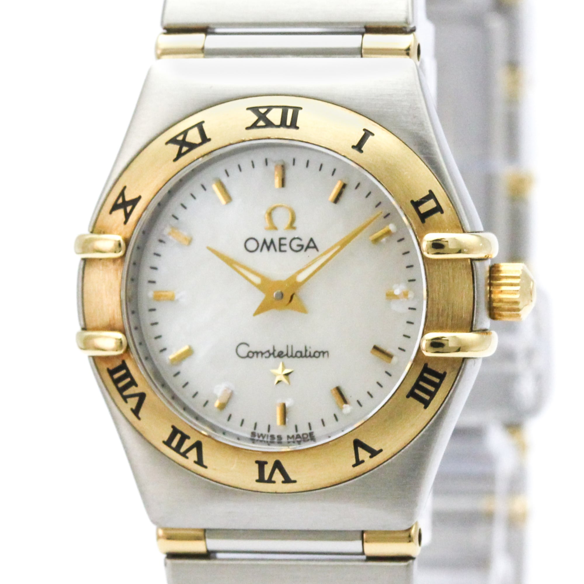OMEGA Constellation MOP 18K Gold Steel Ladies Watch 1362.70 Polished
