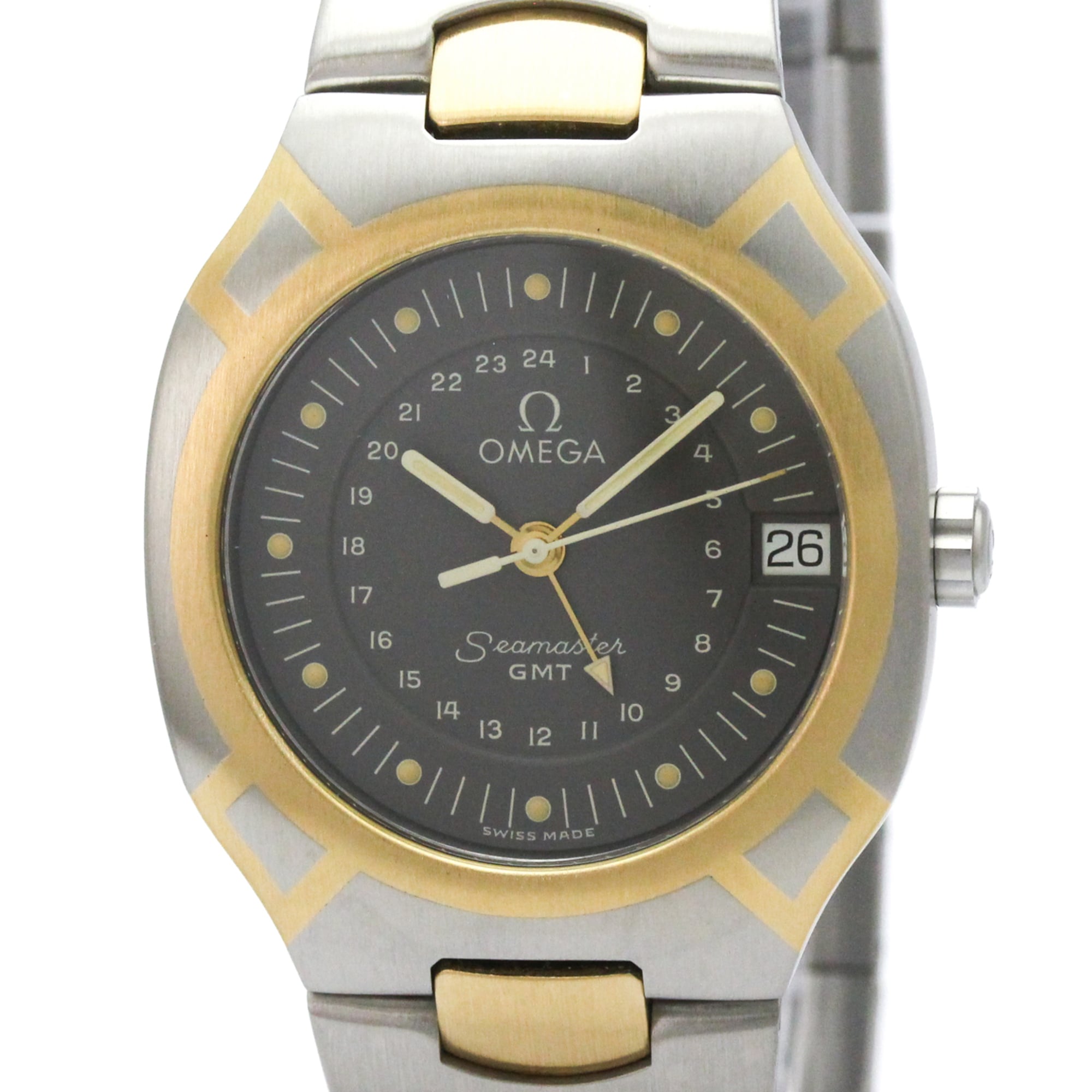 OMEGA Seamaster Polaris GMT 18K Gold Steel Mens Watch 396.1122 Polished