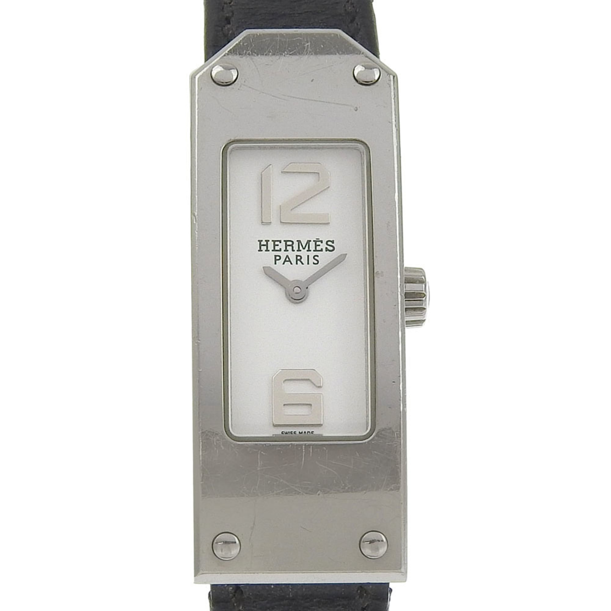 Hermes Kelly II watch KT1.210, stainless steel, quartz, analog display, white dial, women\'s watch.