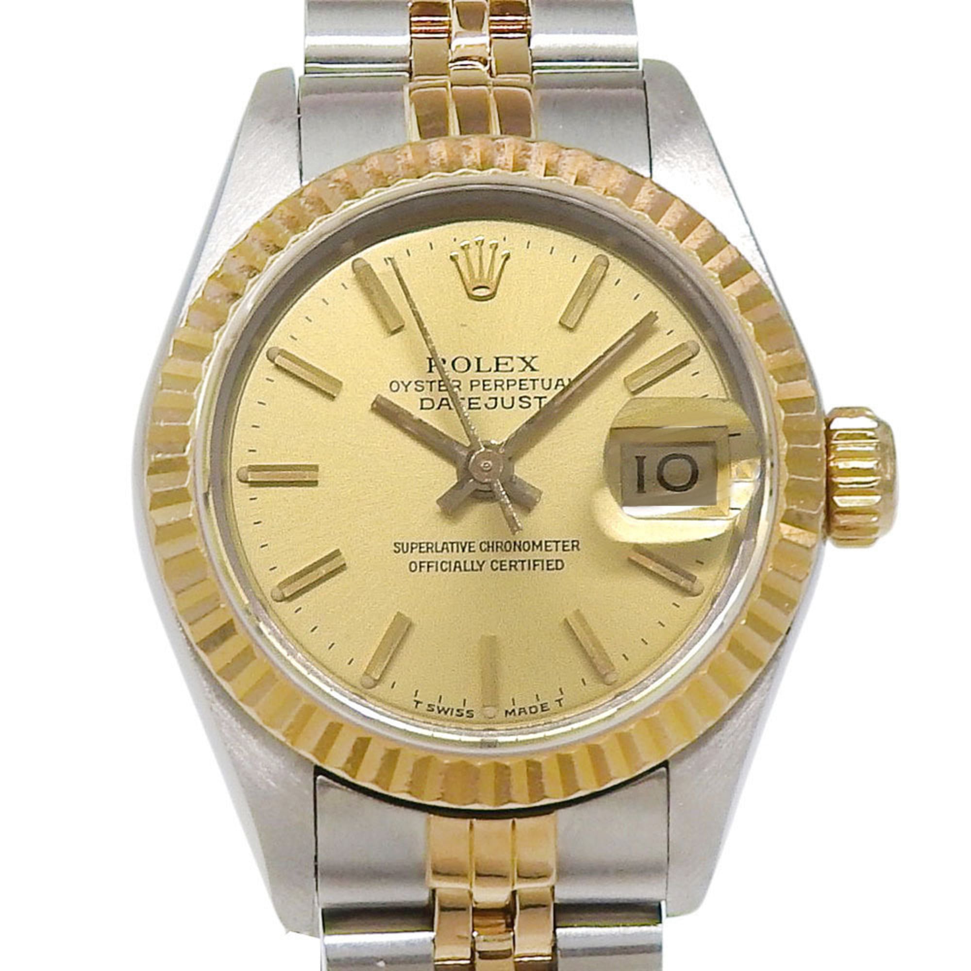 Rolex Datejust Two-Tone 69173, serial number in the 96s range, champagne gold dial, stainless steel,