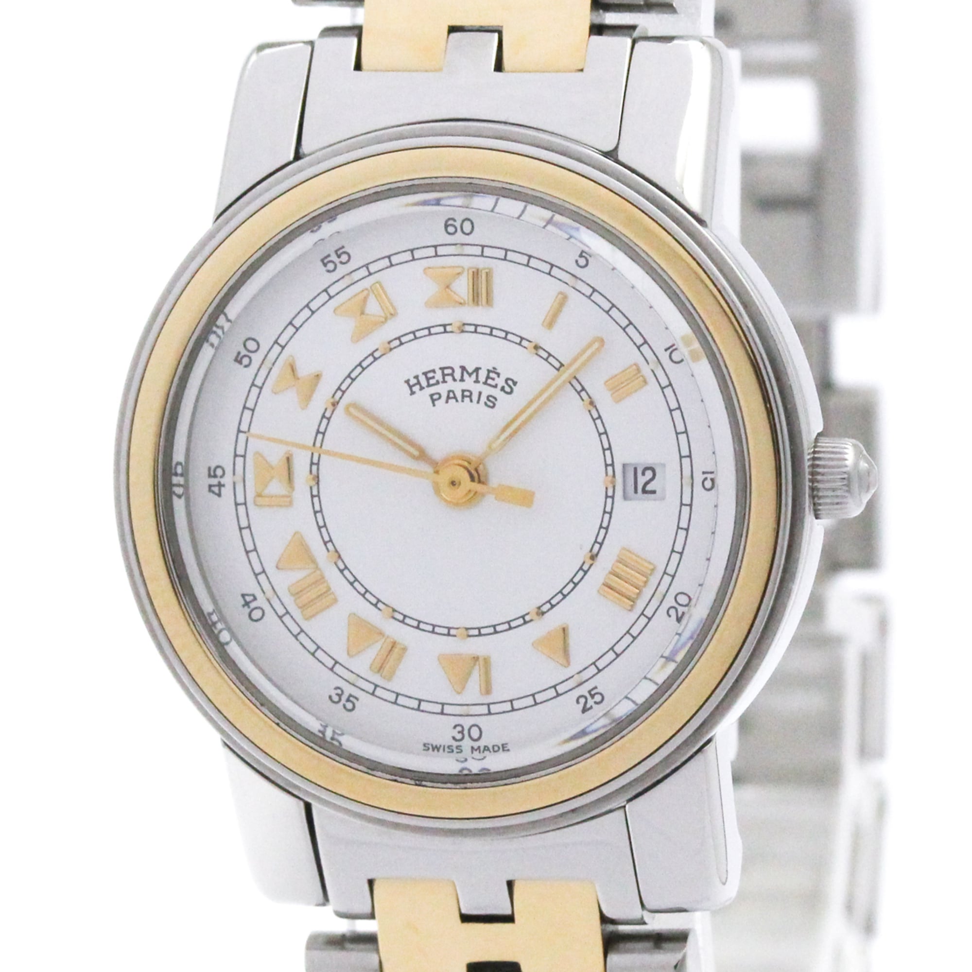 HERMES Carrick Gpld Plated Steel Quartz Ladies Watch CA1.220 Polished