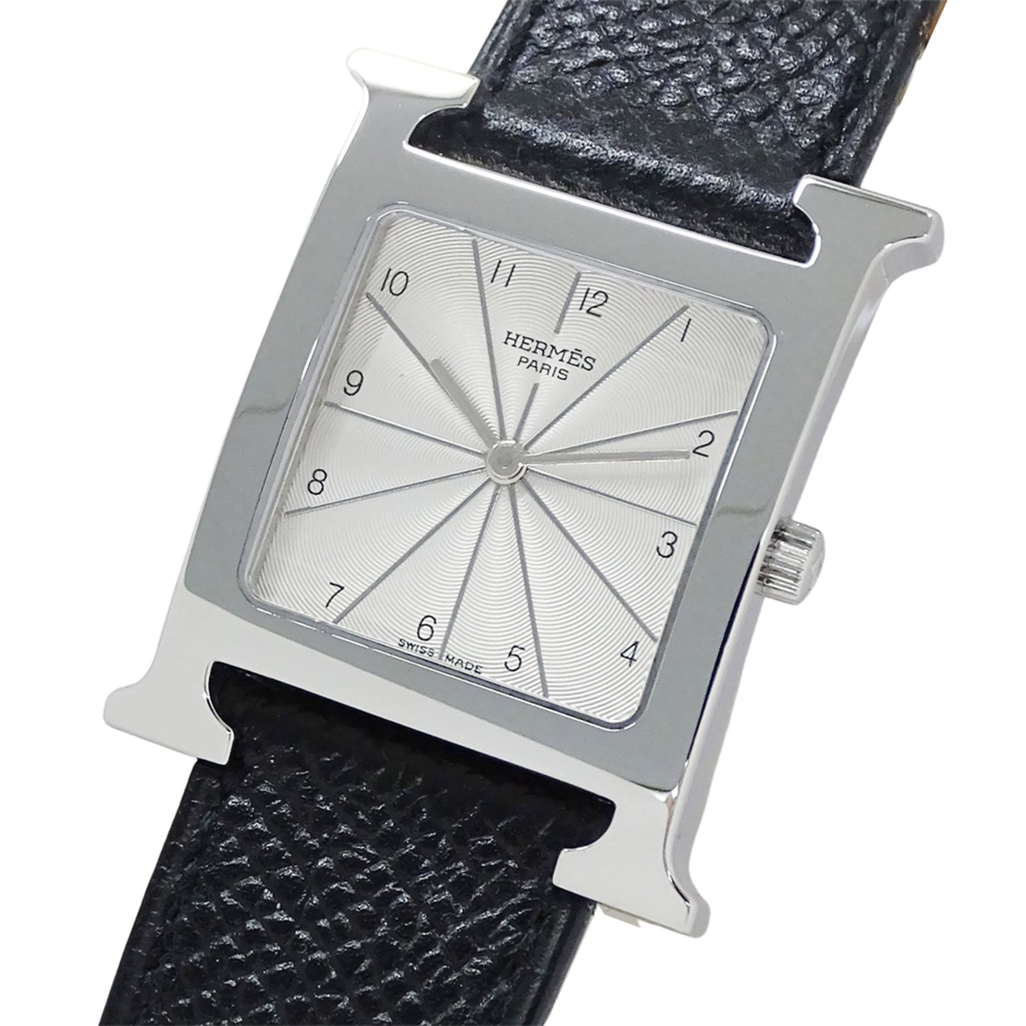 Hermes HERMES Boys\' Watch Brand H-Watch Quartz QZ Stainless Steel SS Leather HH1.510 Silver Black □