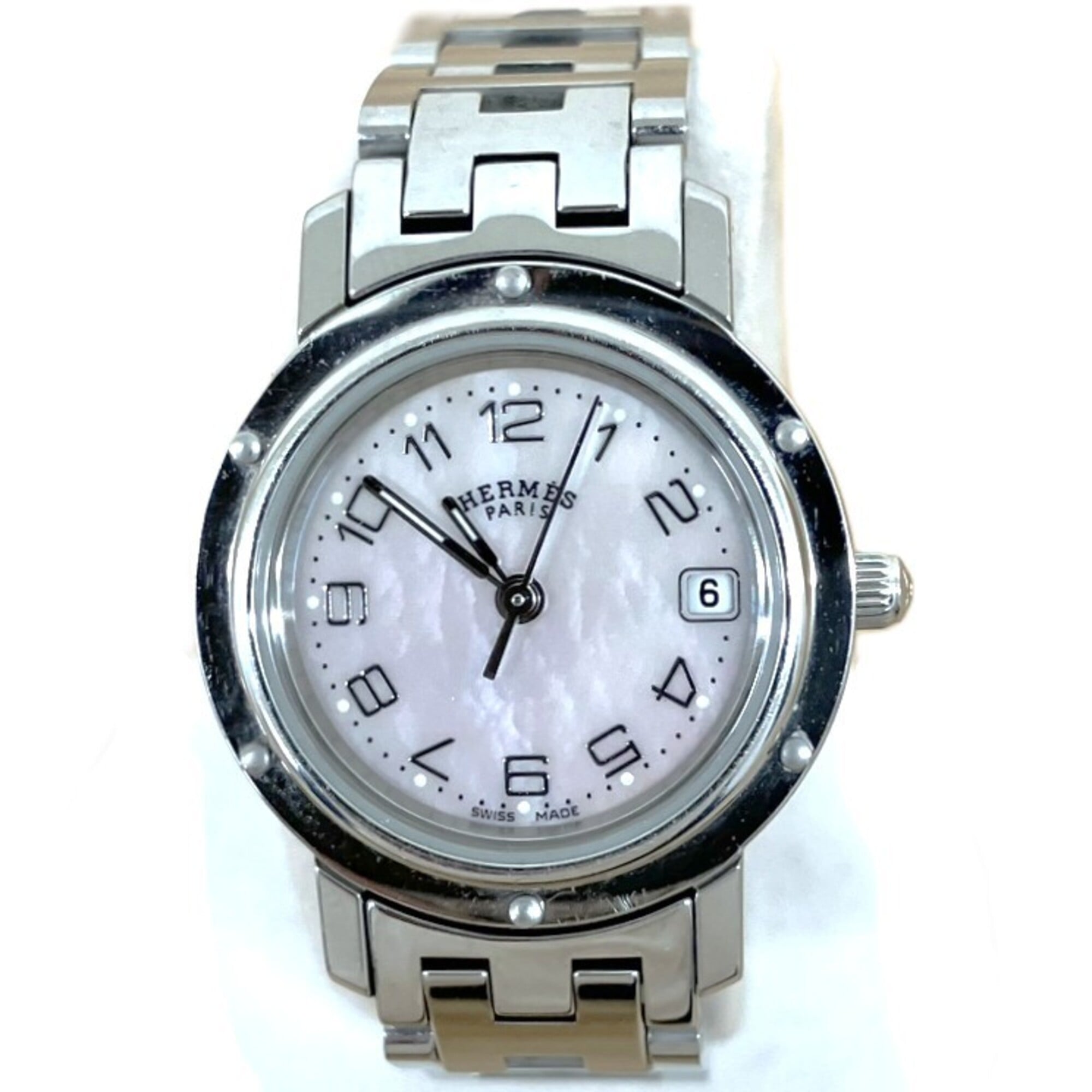 Hermes Clipper Nacre Pink Mother-of-Pearl Watch CL4.210