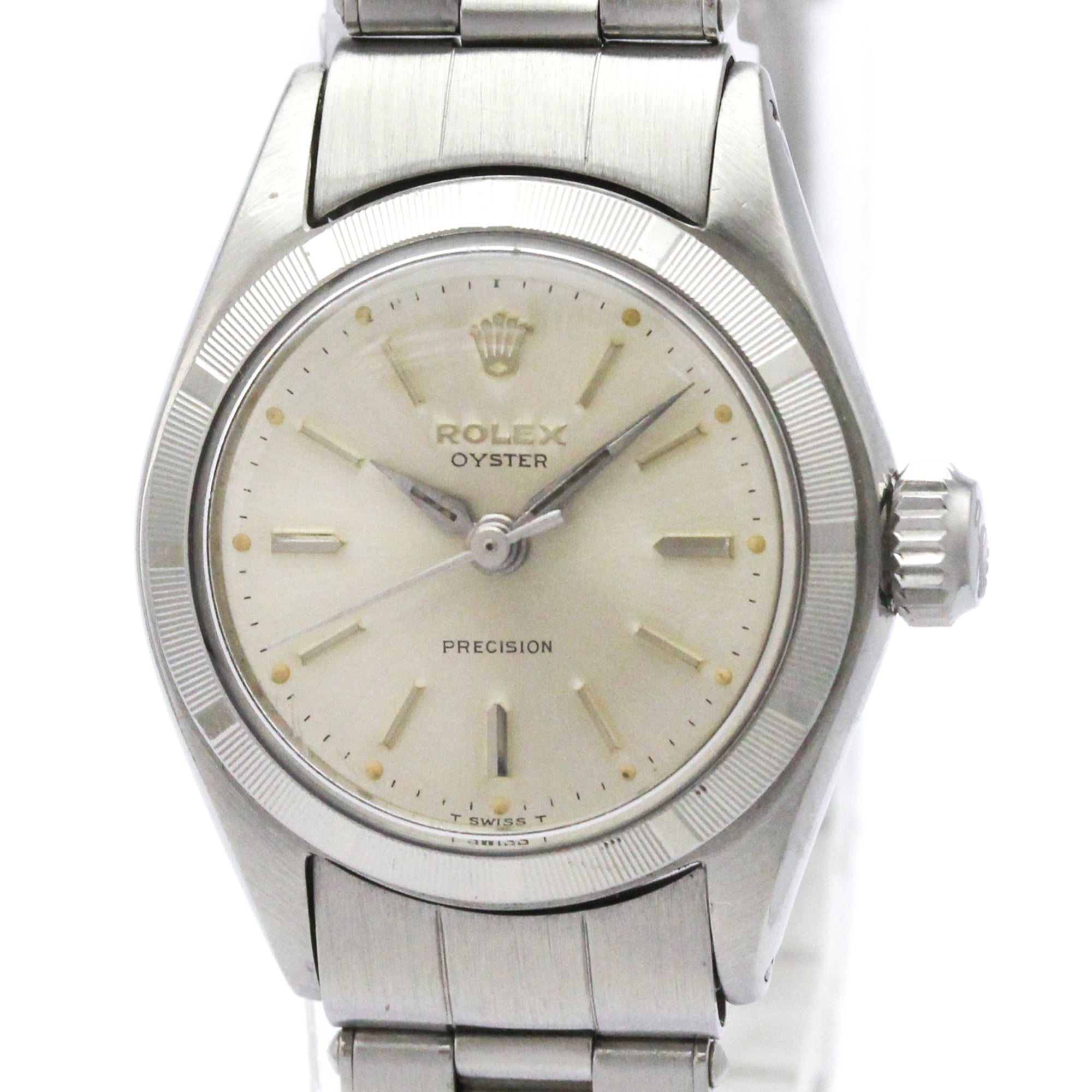 ROLEX Oyster Precision 6411 Steel Hand-winding Ladies Watch Vintage