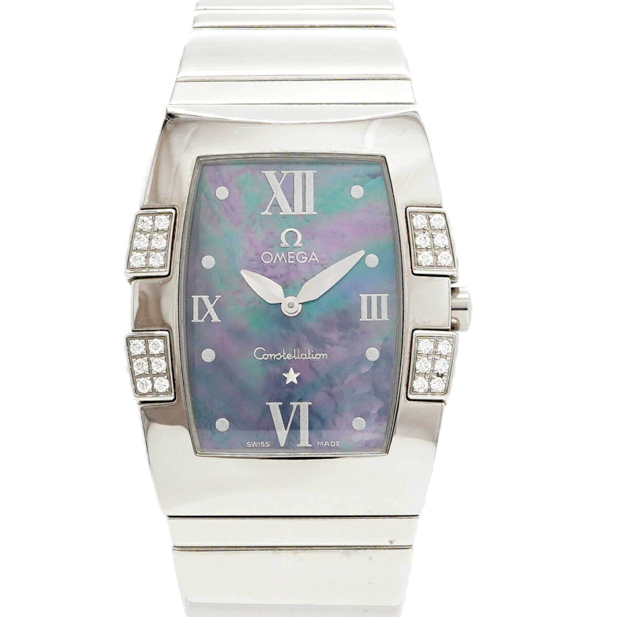 Omega Constellation Quadrella Diamond 1586.72 Blue Dial Women\'s Watch