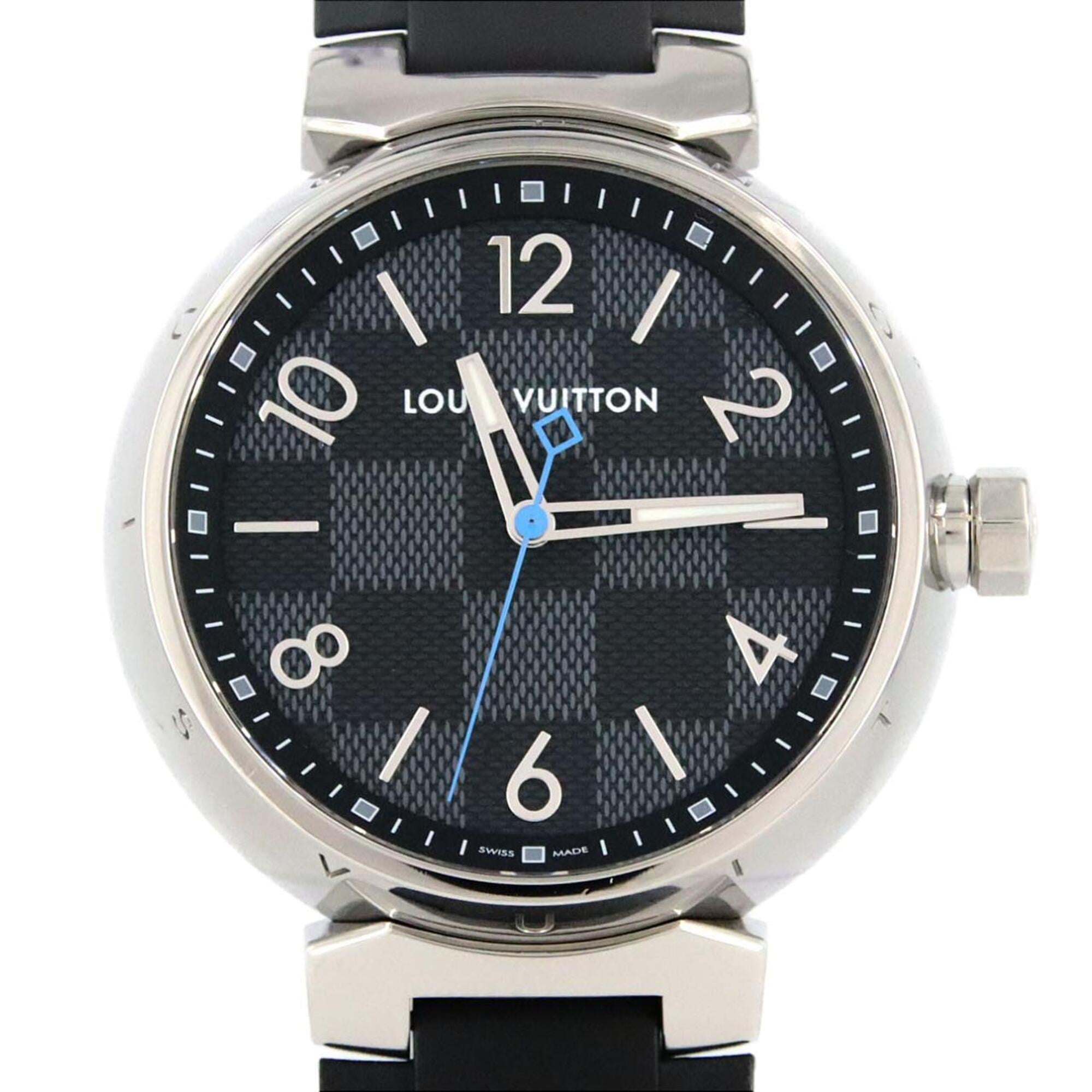 Louis Vuitton Tambour Damier Graphite QA073 SS Quartz Watch