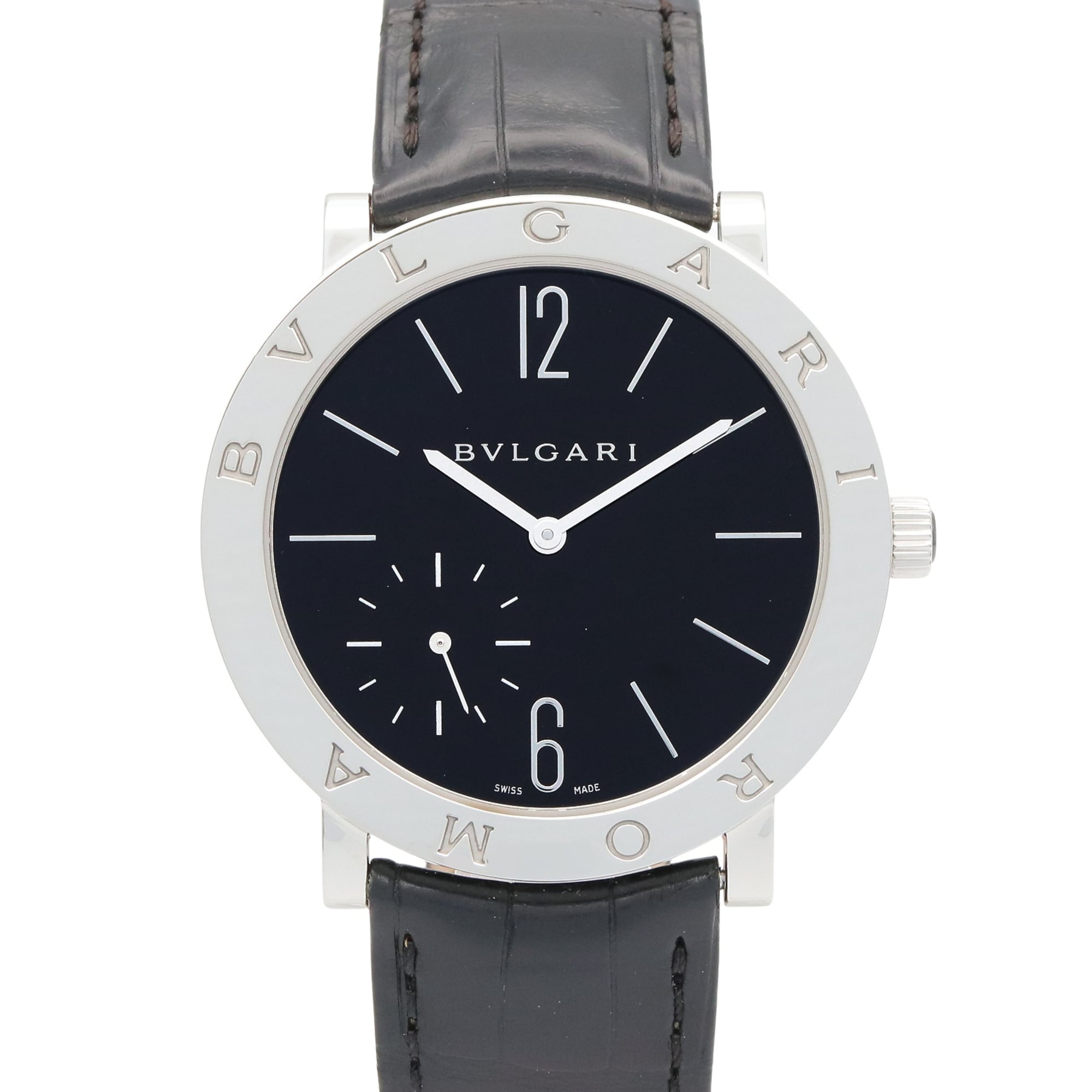 Bulgari BVLGARI Roma Finissimo Watch Stainless Steel Leather Men\'s Black BB41SXTRO