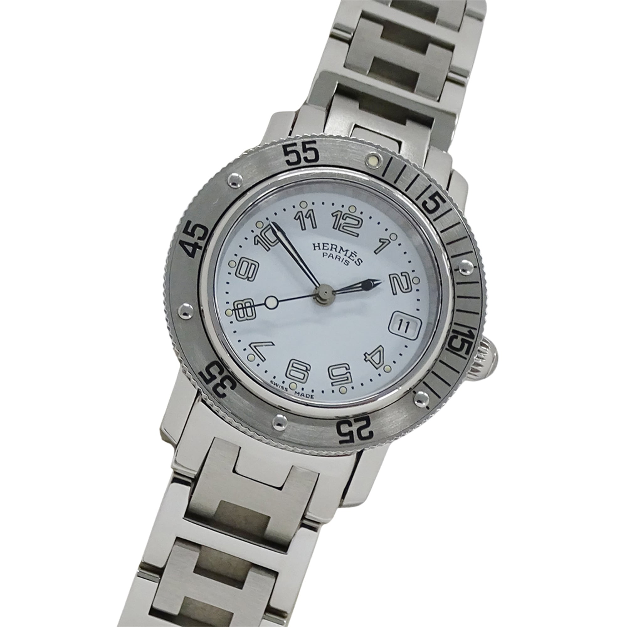 Hermes HERMES Women\'s Watch, Brand: Clipper Diver Date, Quartz, Stainless Steel (SS), CL5.210, Silv