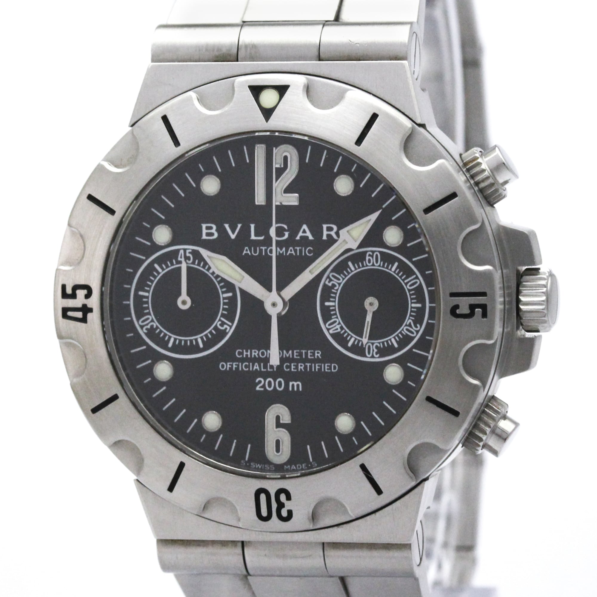 BVLGARI Diagono Scuba Chronograph Steel Automatic Watch SCB38S Polished