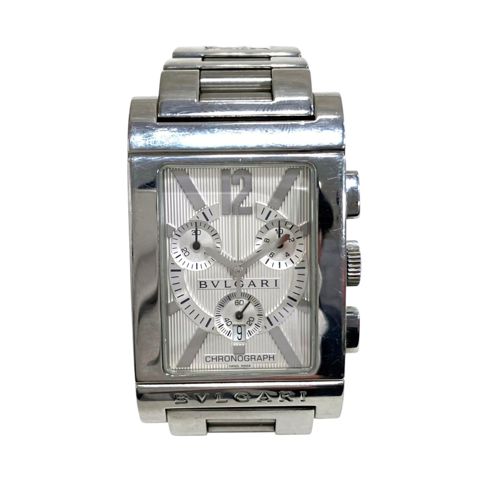 Bulgari BVLGARI Rettangolo watch, total weight 121g, stainless steel, quartz movement, silver dial,