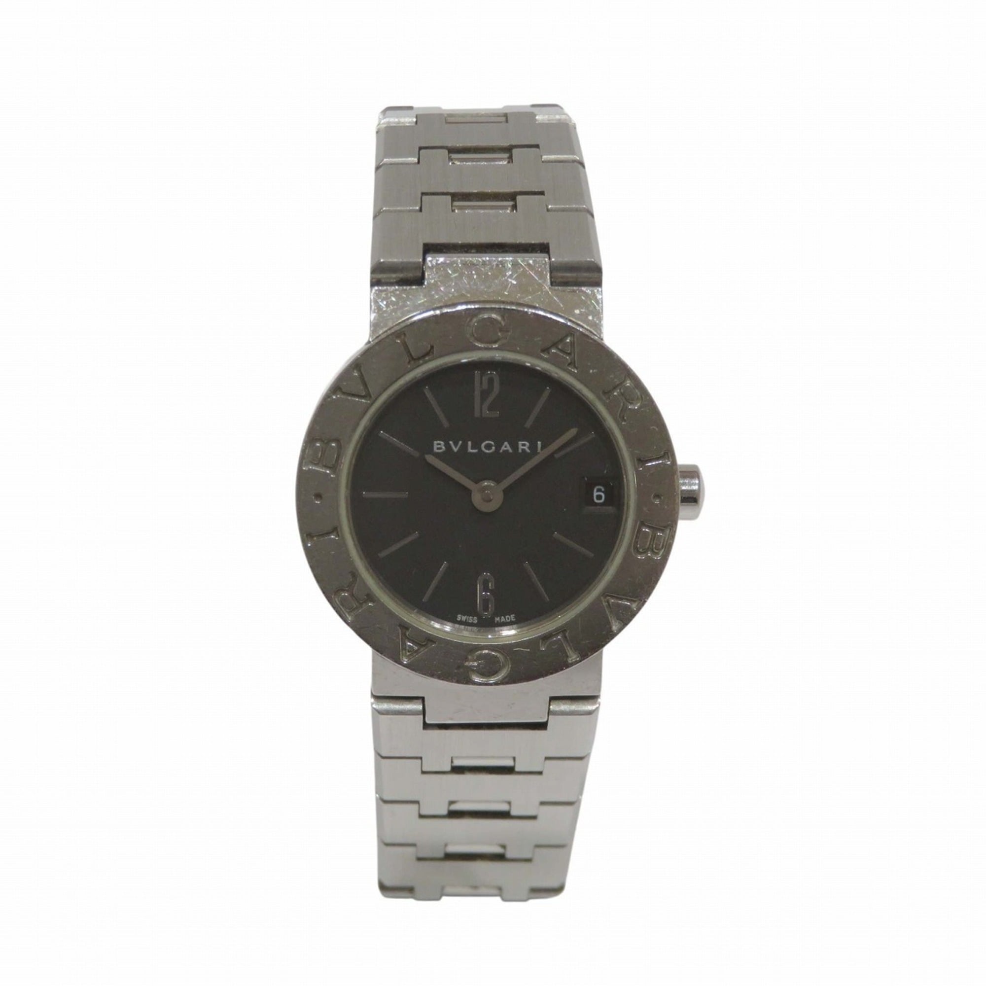 Bulgari Watch, Total Weight 44.6g, Stainless Steel, Quartz, Black Dial, BB23SS