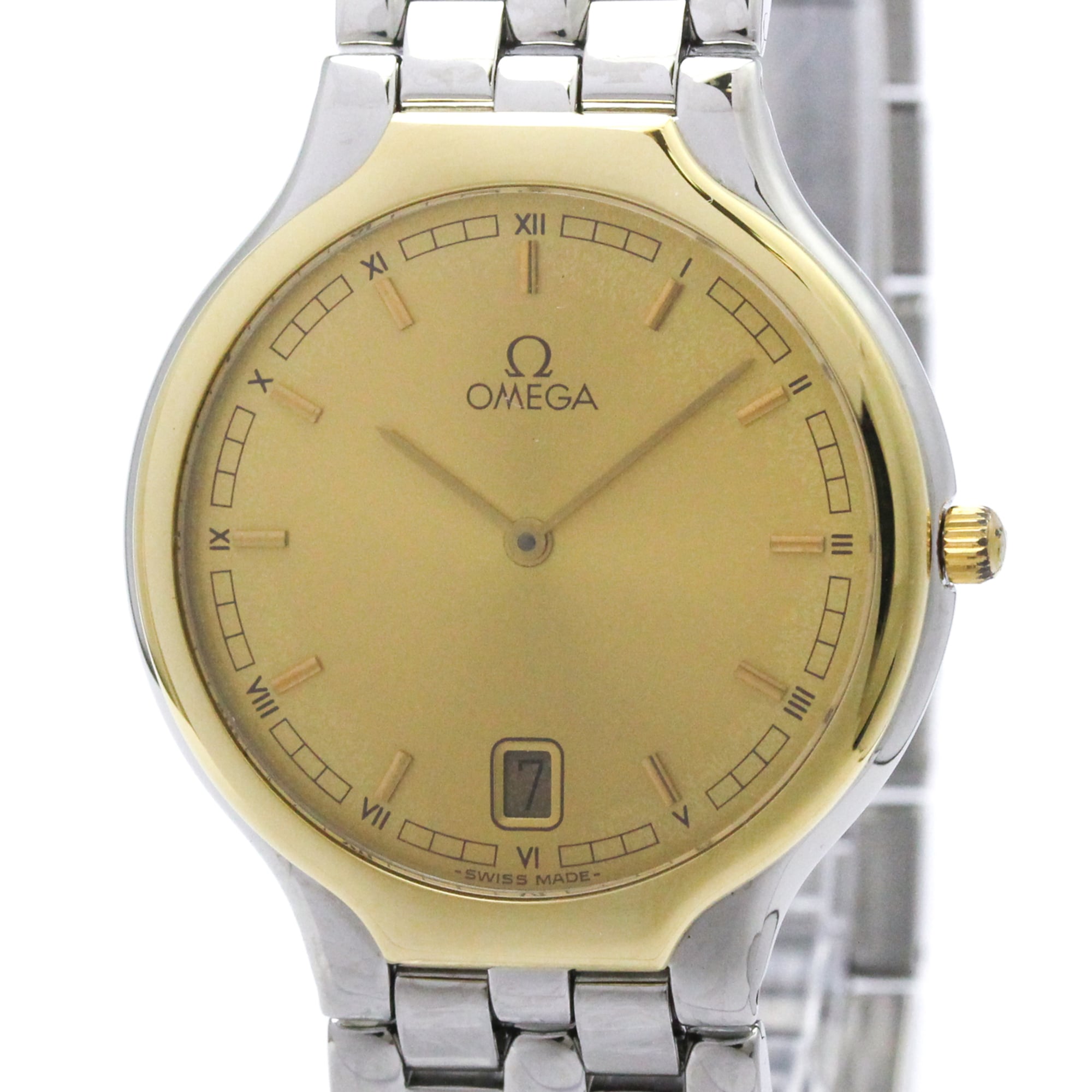 OMEGA De Ville K18 Gold Steel Quartz Mens Watch 196.0316 Polished