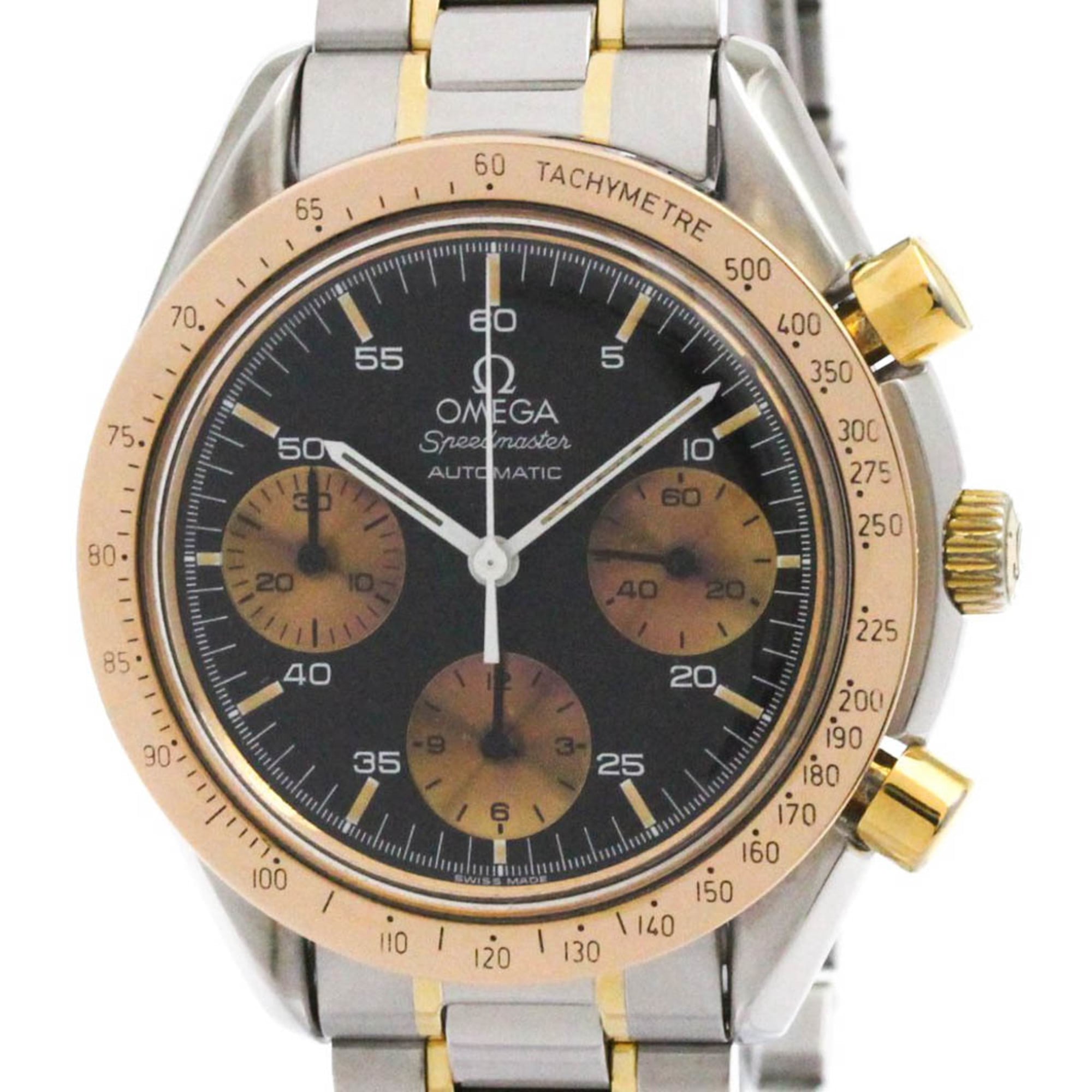 OMEGA Speedmaster Automatic 18K Gold Steel Mens Watch 175.0033 Polished