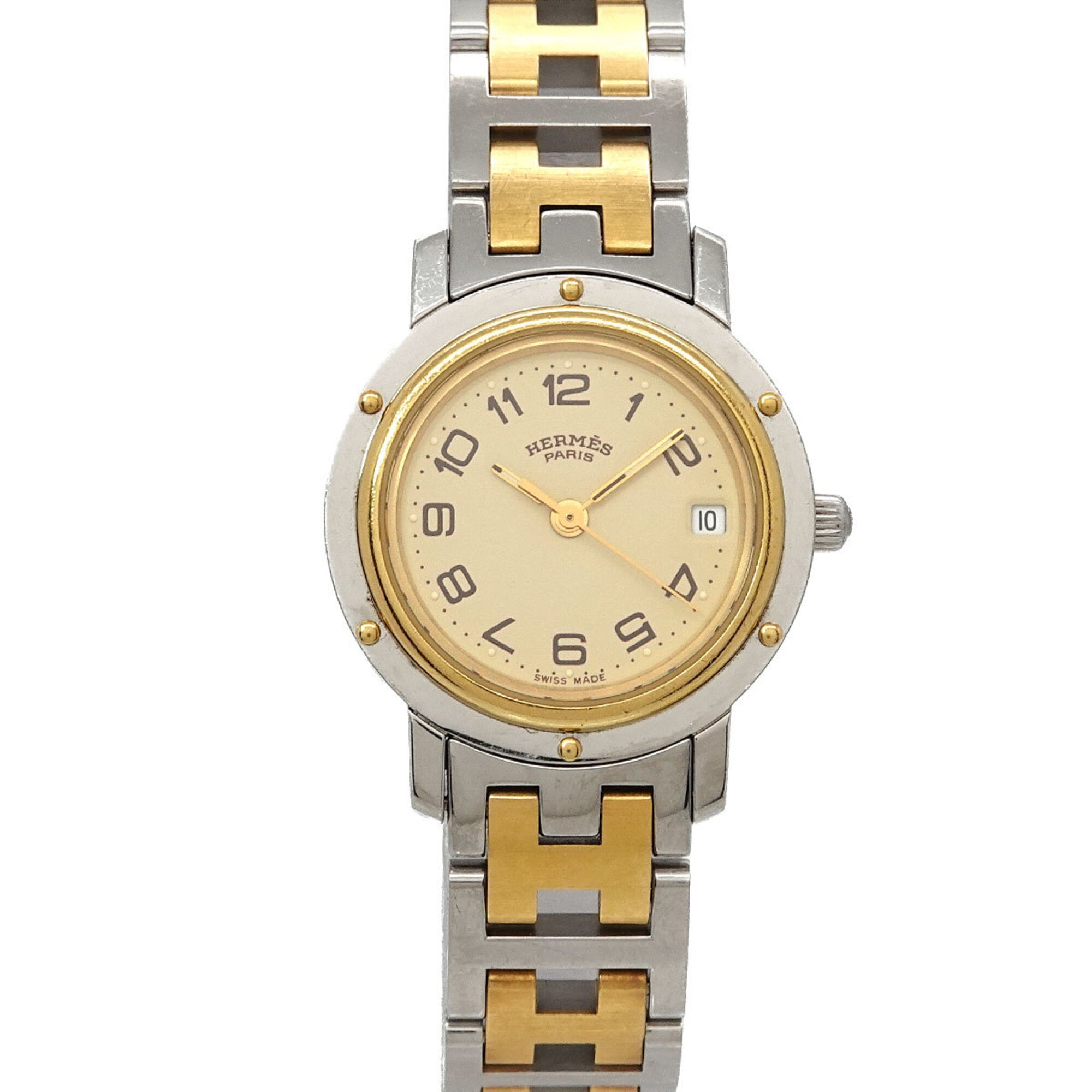 Hermes CL4 220 Women\'s Watch, Date, Ivory, Quartz Watch